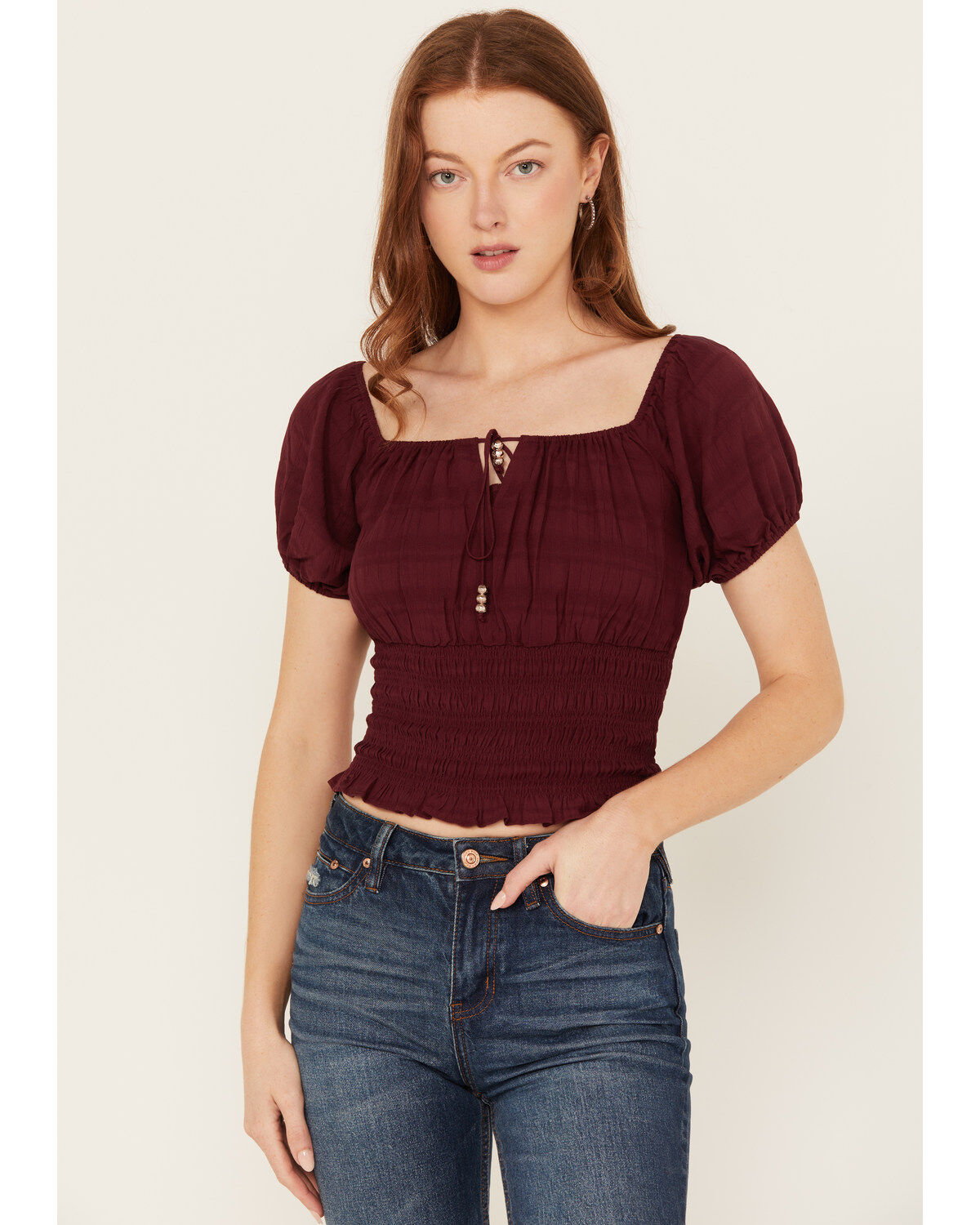 Shyanne Women's Puff Sleeve Smocked Bodice Top