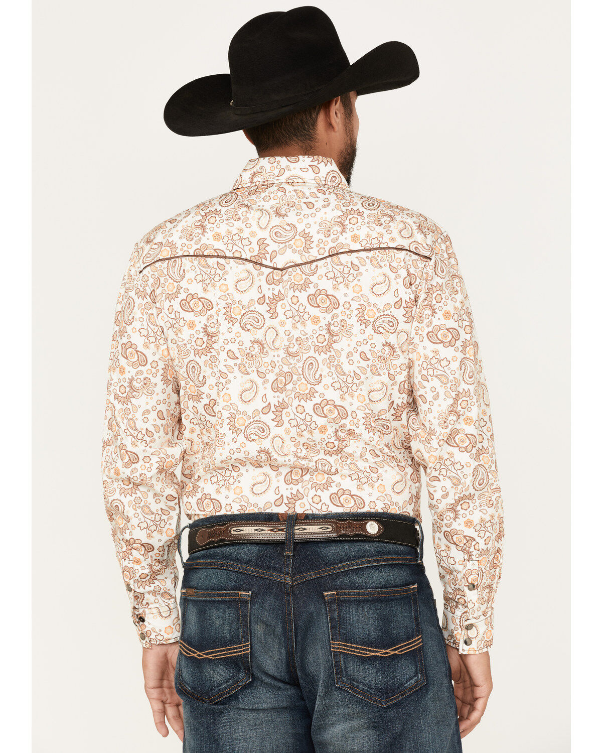 Cowboy Hardware Men's Paisley Print Long Sleeve Snap Western Shirt