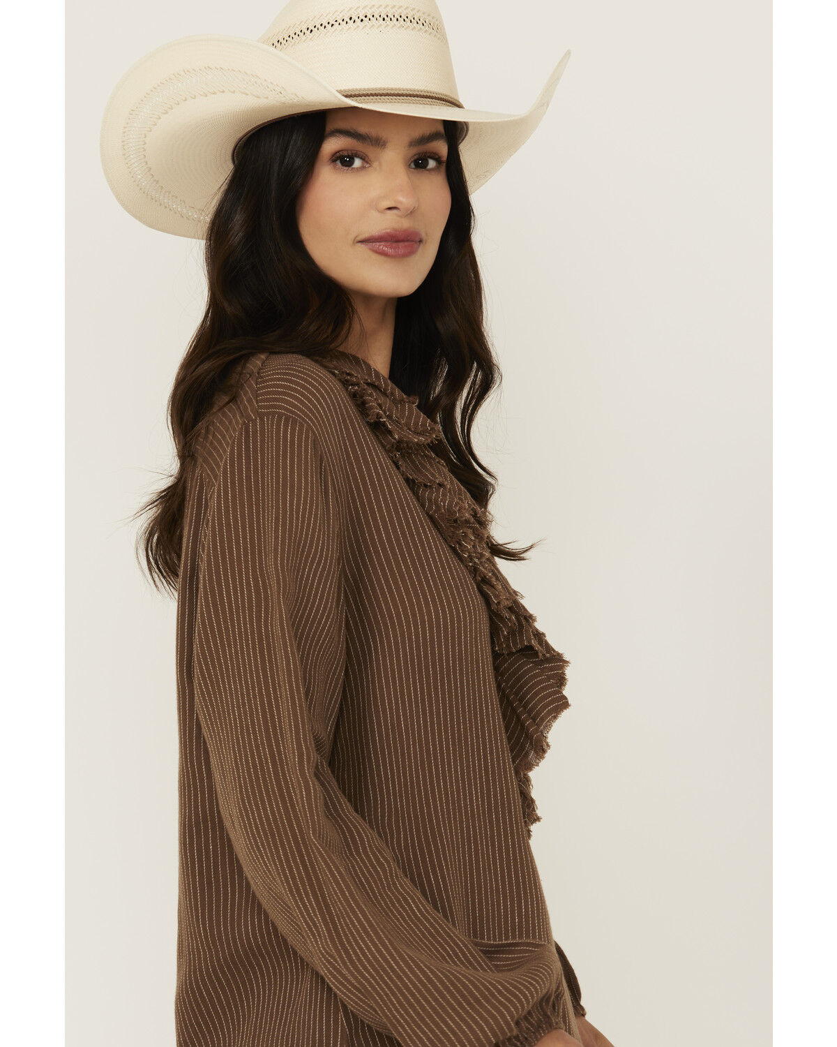 Cleo + Wolf Women's Bren Ruffle Front Long Sleeve Shirt