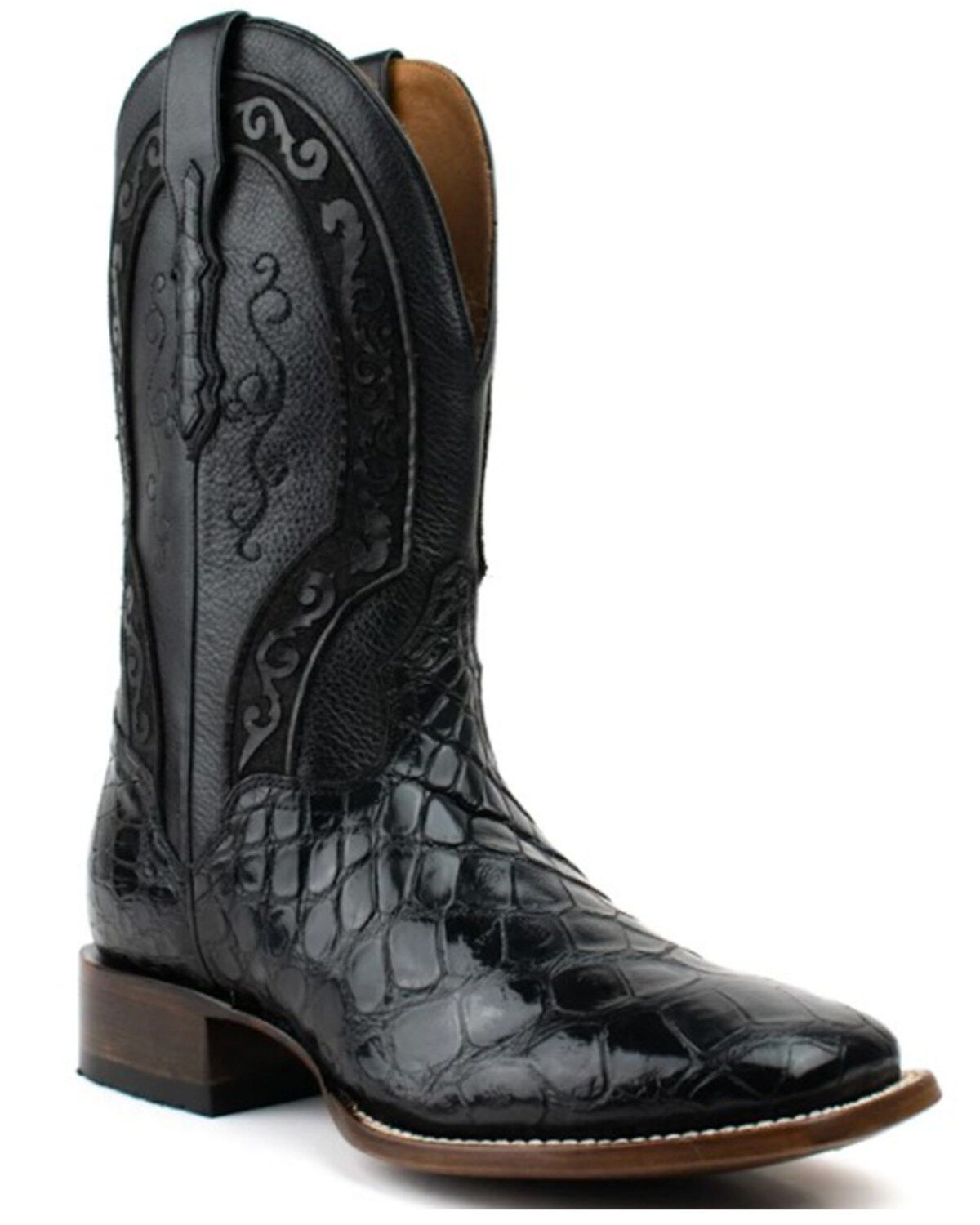 El Dorado Men's Scallop American Alligator Exotic Western Boot - Broad Square Toe