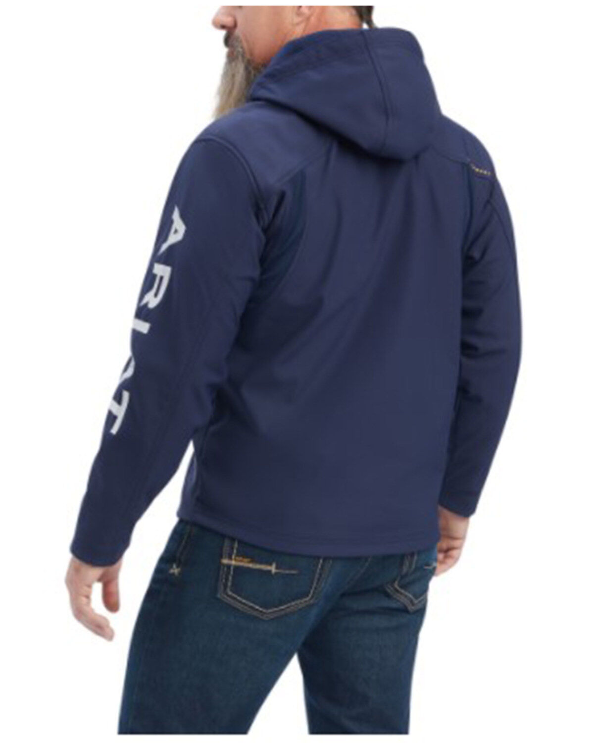 Ariat Men's Rebar Stretch Canvas Logo Zip-Front Hooded Softshell Work Jacket