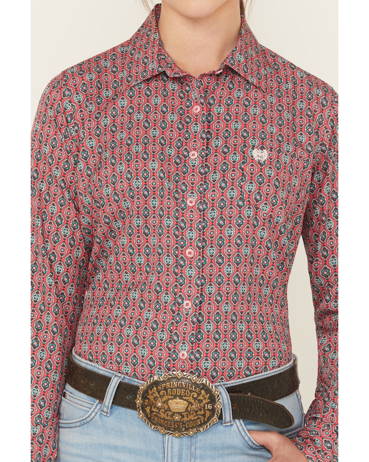 Cinch Women's Geo Print Long Sleeve Button-Down Western Shirt