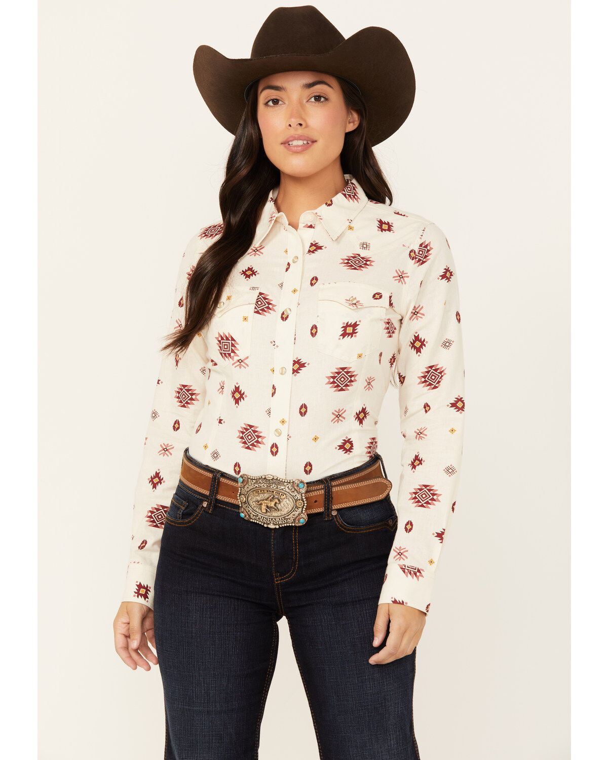 Wrangler Women's Boot Barn Exclusive Southwestern Print Long Sleeve Snap Flannel Shirt