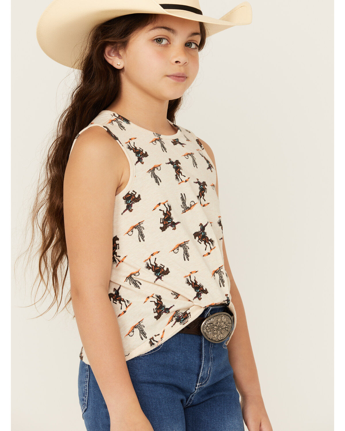 Wrangler Girls' Rodeo Print Sleeveless Tank