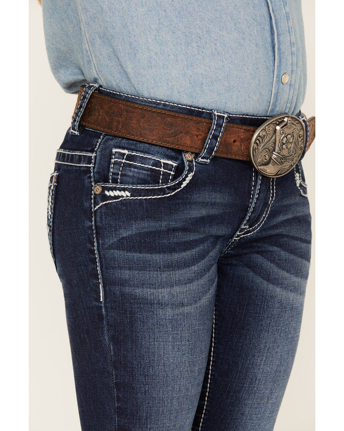 Shyanne Little Girls' Dark Wash Dreamcatcher Embroidered Bootcut Jeans
