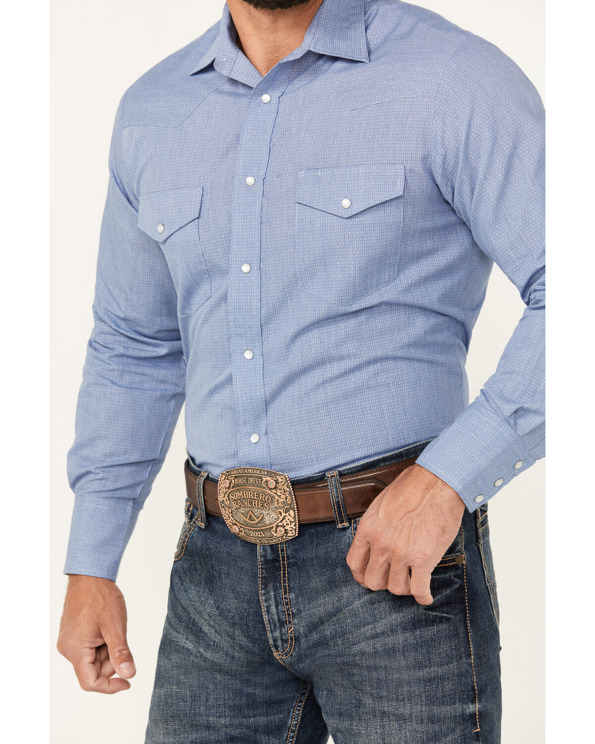 Roper Men's Printed Long Sleeve Pearl Snap Western Shirt