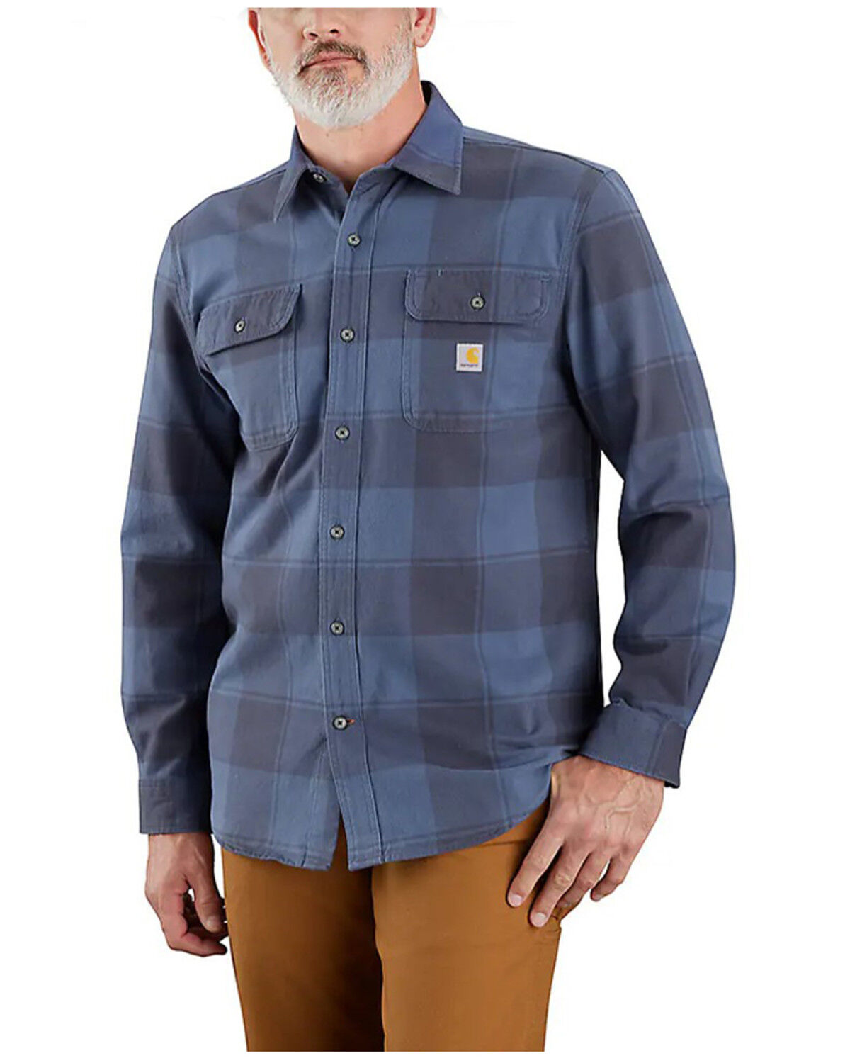 Carhartt Men's Loose Fit Heavyweight Plaid Print Long Sleeve Button-Down Flannel Shirt