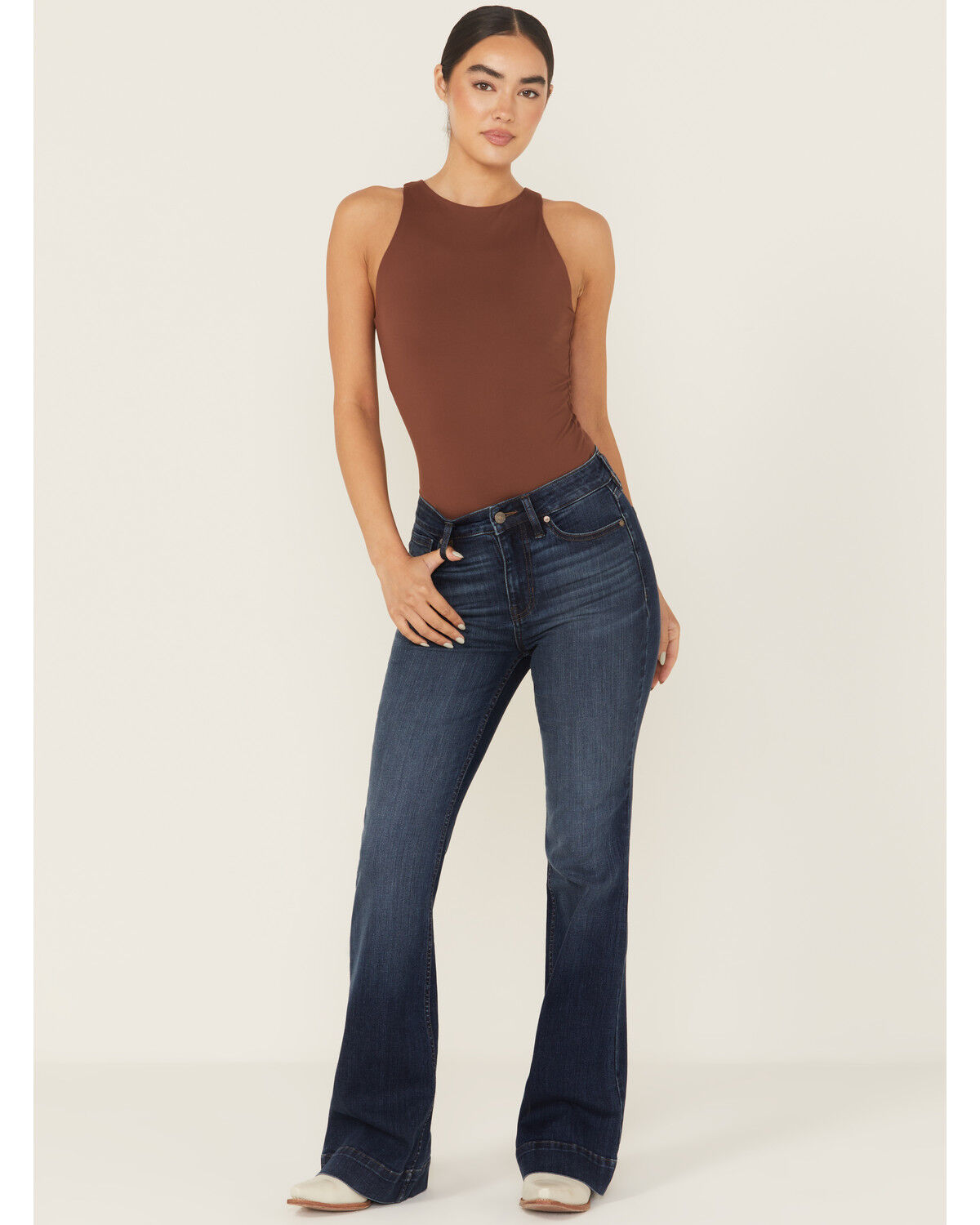 Shyanne Women's Joni Medium Wash High Rise Trouser Stretch Denim Jeans