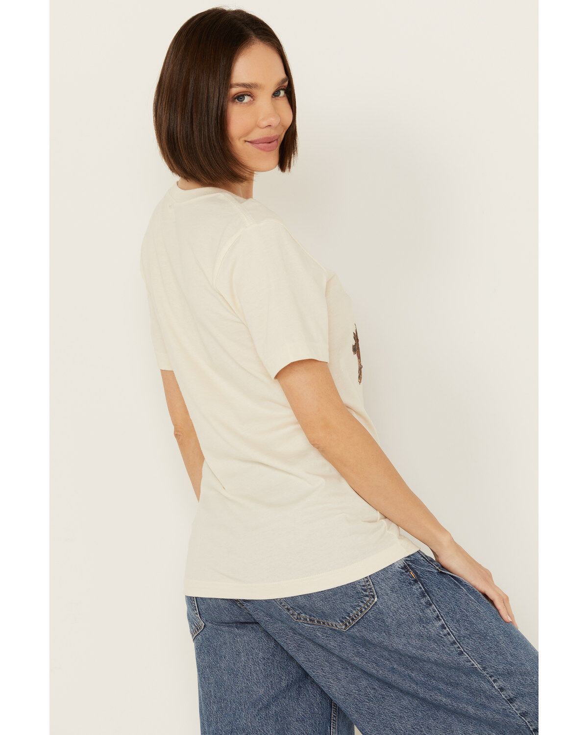 Gina Tees Women's Boujee Broncho Rhinestone Short Sleeve Graphic Tee