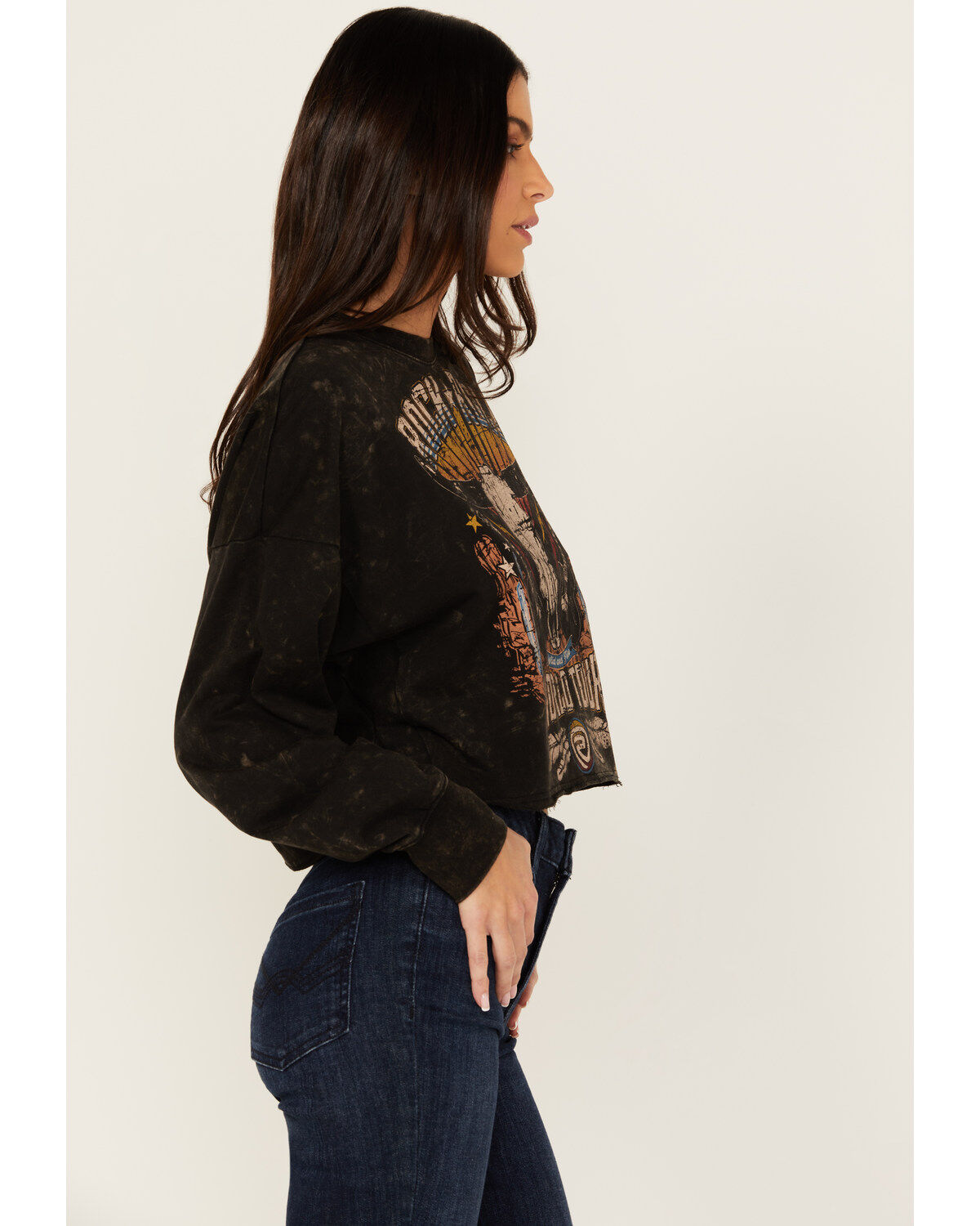 Rock & Roll Denim Women's Steer Head Graphic Long Sleeve Pullover