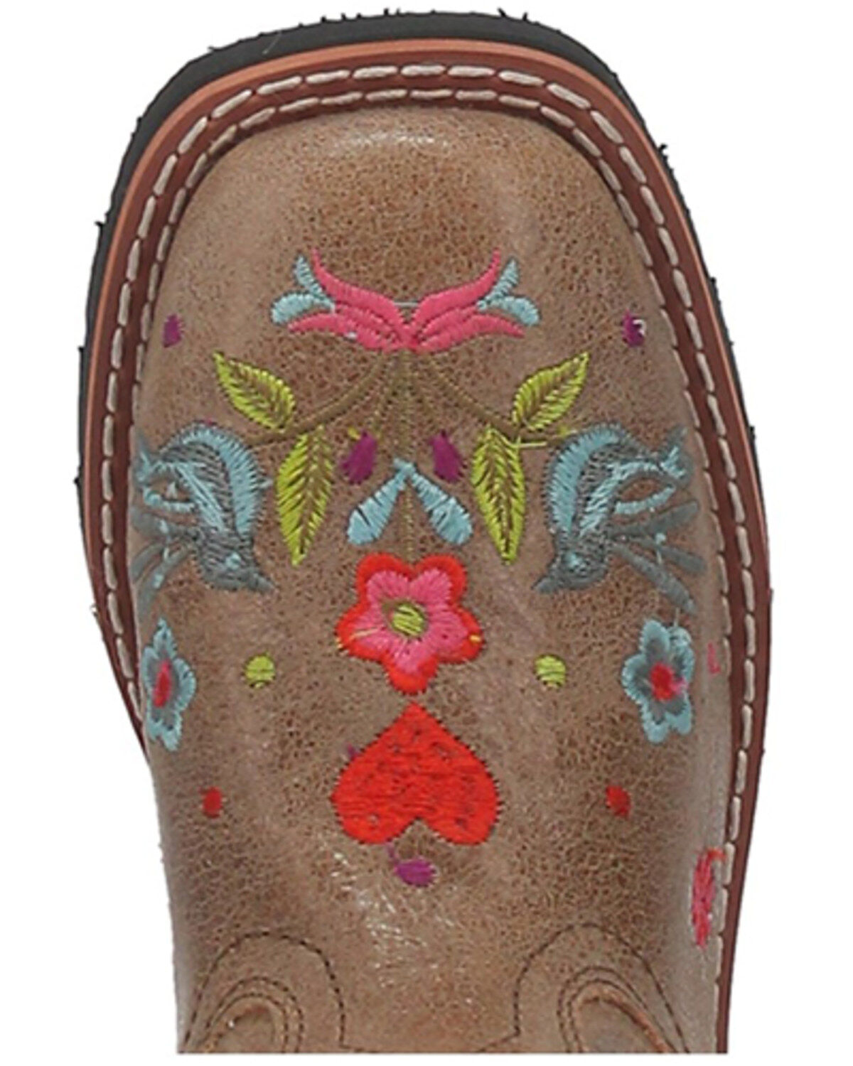 Dan Post Girls' Floral Embroidered Western Boots - Square Toe