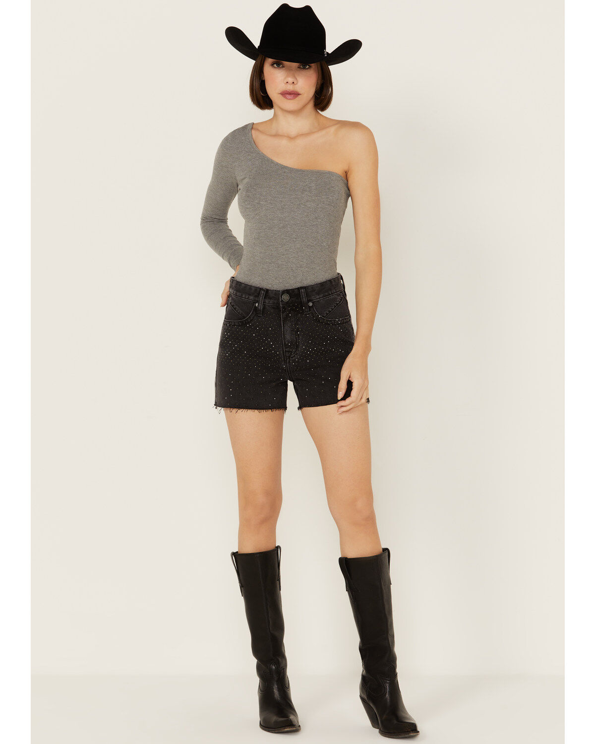 Rock & Roll Denim Women's High Rise Studded Cut Off Shorts