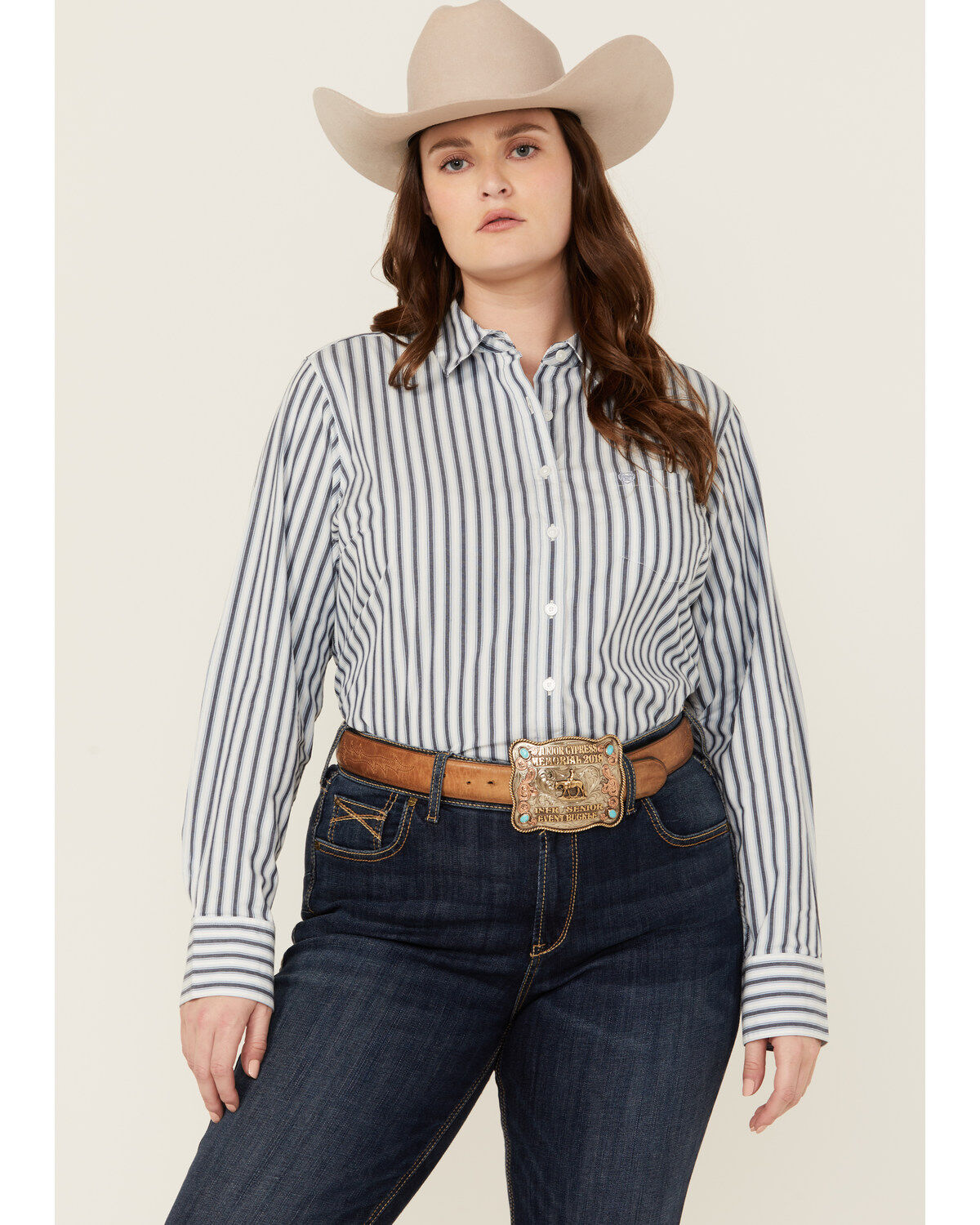 Ariat Women's Kirby Striped Print Long Sleeve Button-Down Stretch Western Shirt - Plus