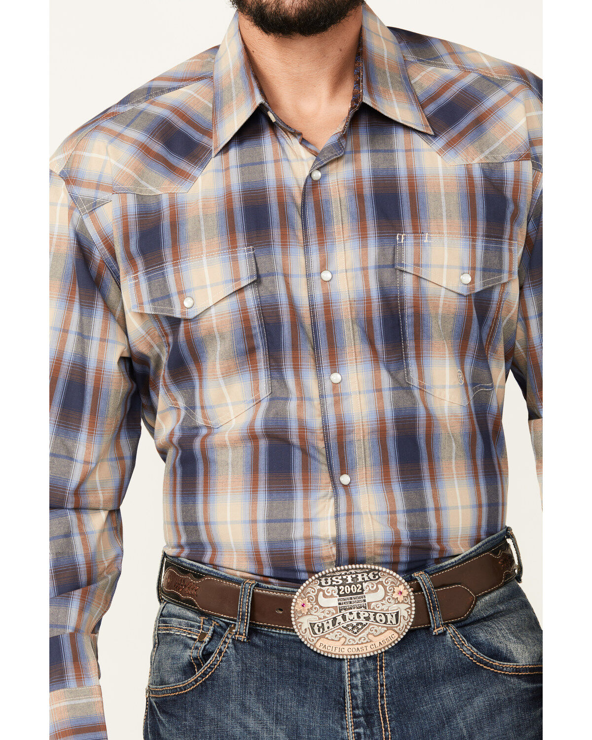 Roper Men's Amarillo Plaid Print Long Sleeve Pearl Snap Western Shirt