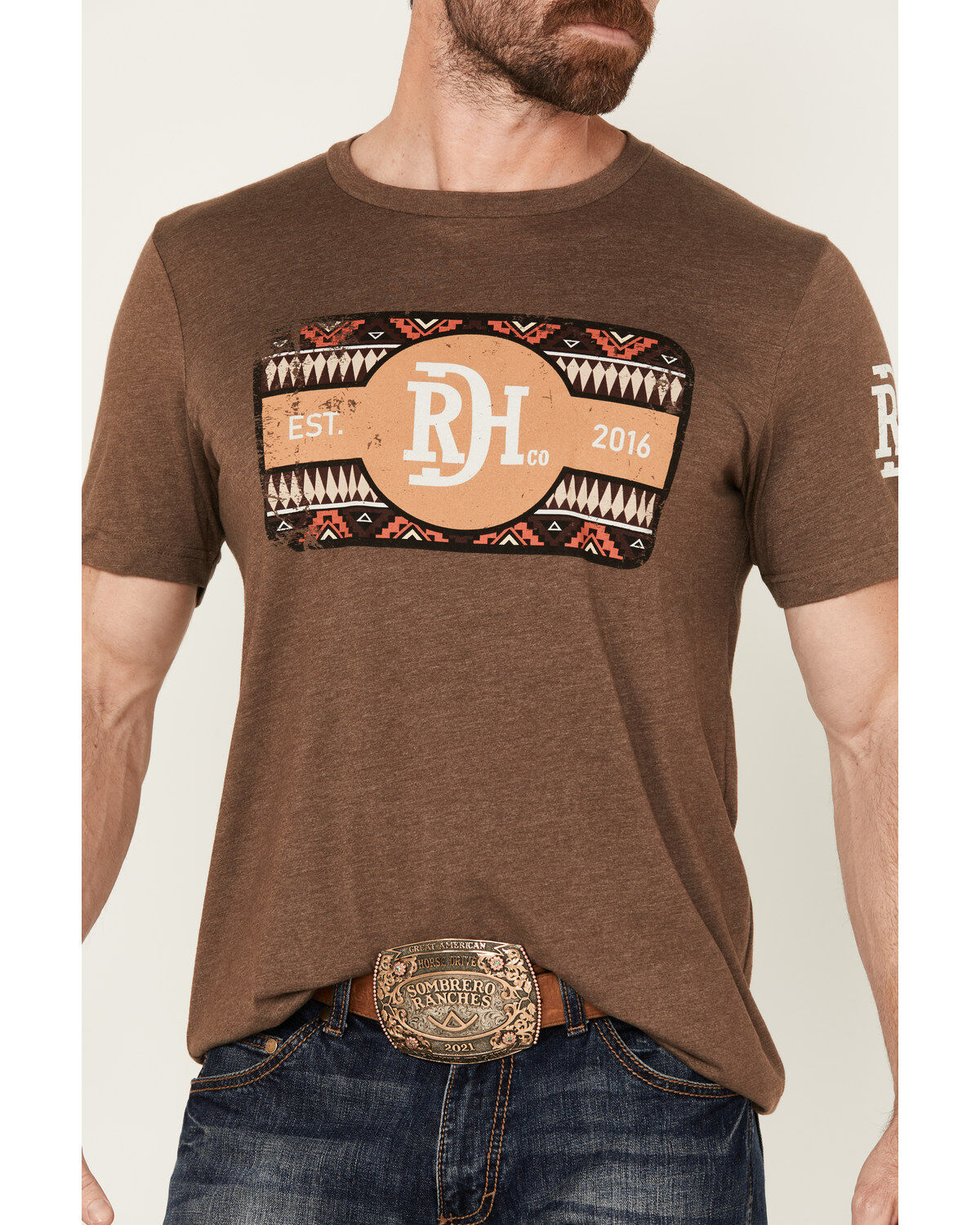 Red Dirt Hat Men's Copper Southwestern Print Logo Short Sleeve Graphic T-Shirt