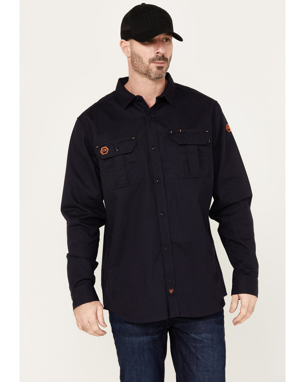 Hawx Men's FR Solid Long Sleeve Button-Down Woven Work Shirt - Big & Tall