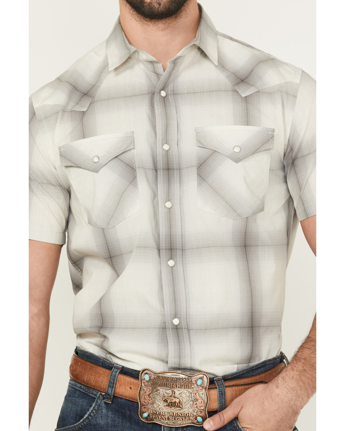 Pendleton Men's Frontier Plaid Print Short Sleeve Snap Western Shirt