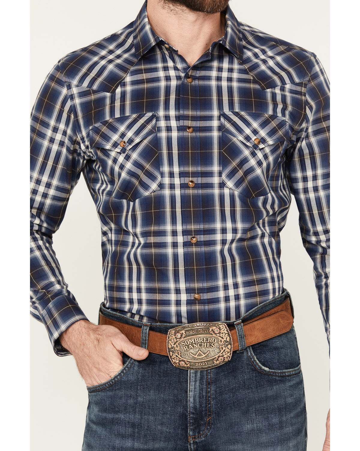 Pendleton Men's Frontier Plaid Print Long Sleeve Snap Western Shirt