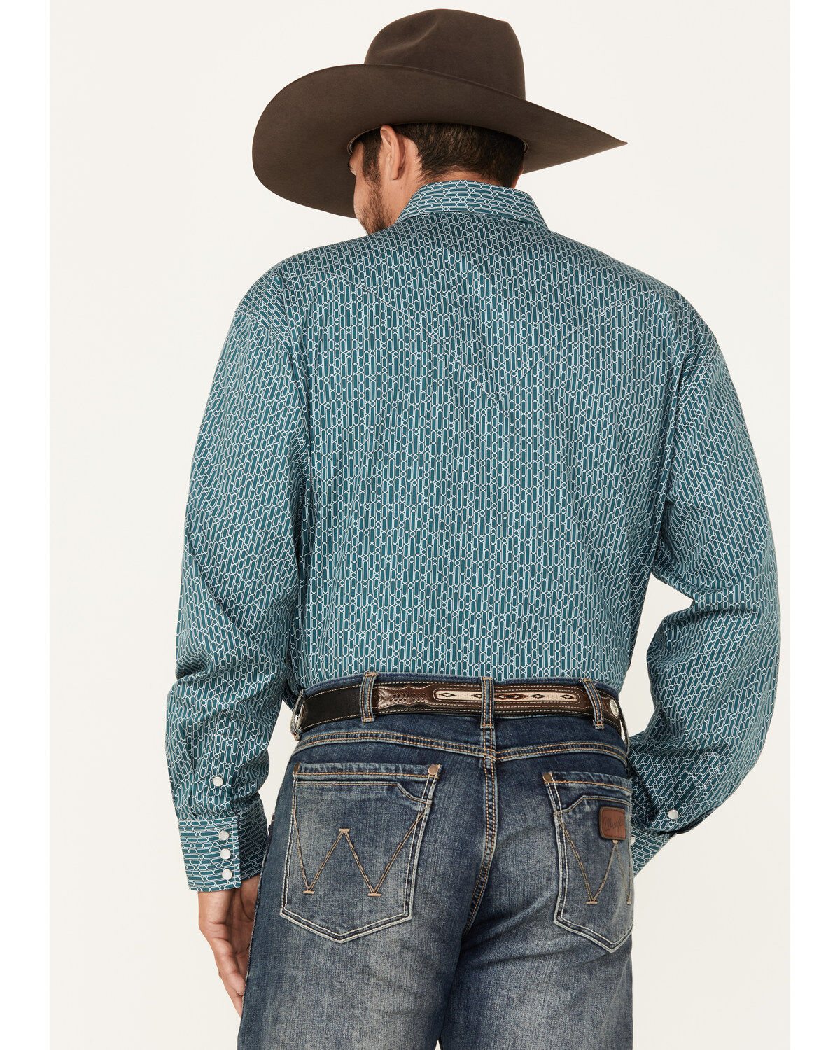 Stetson Men's Geo Print Long Sleeve Pearl Snap Western Shirt