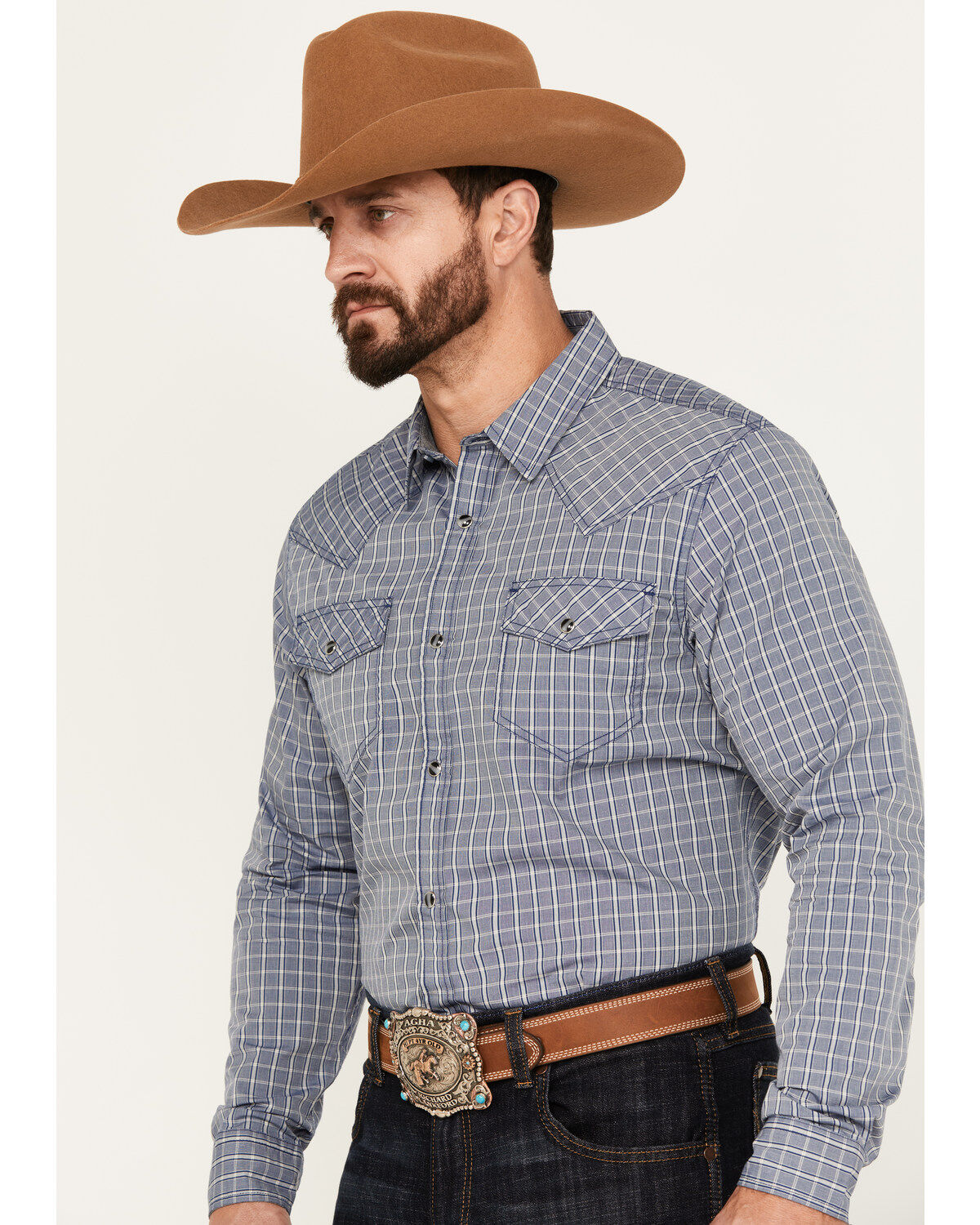 Cody James Men's Trainer Plaid Print Long Sleeve Western Snap Shirt