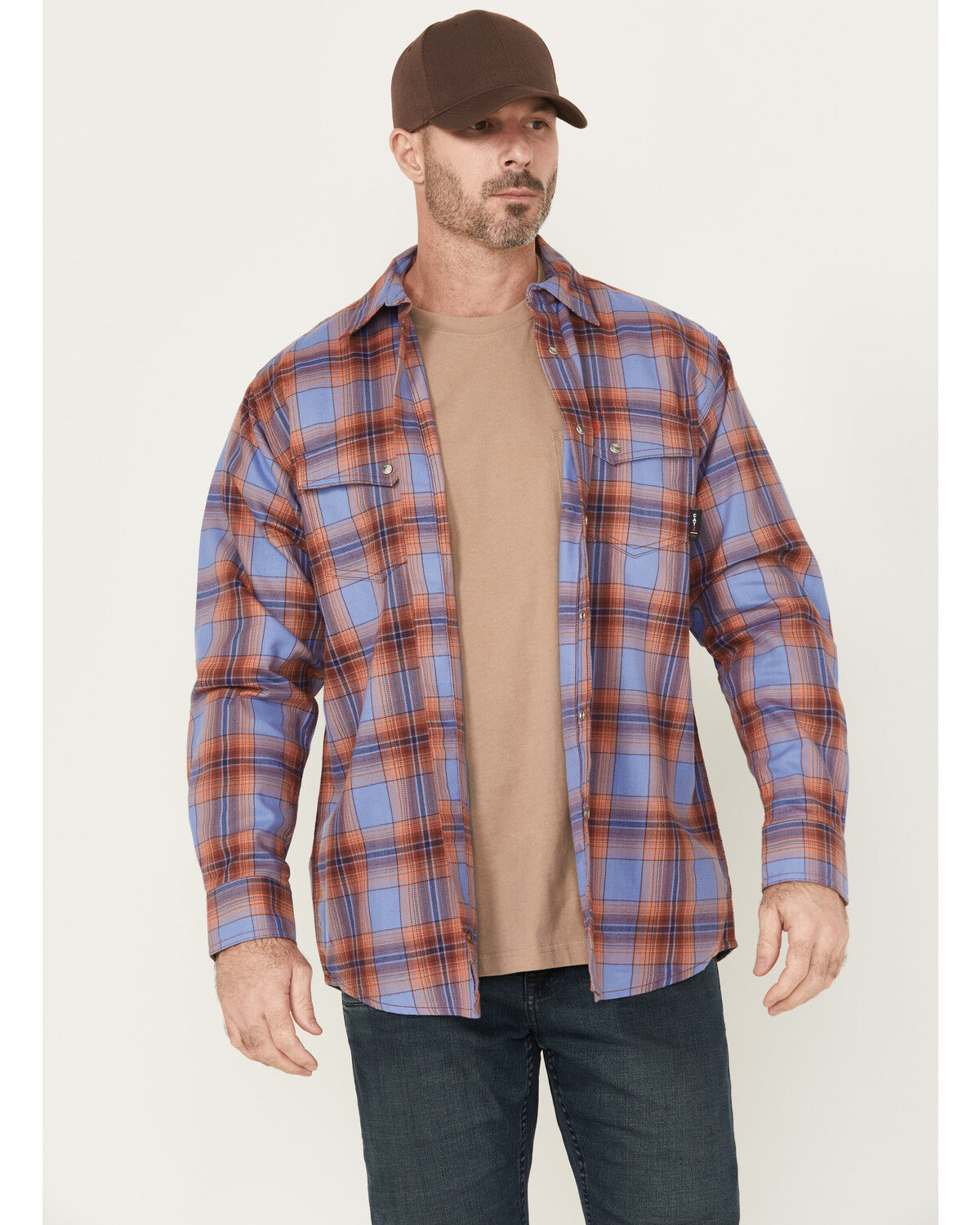 Ariat Men's FR Melrose Plaid Print Long Sleeve Snap Work Shirt