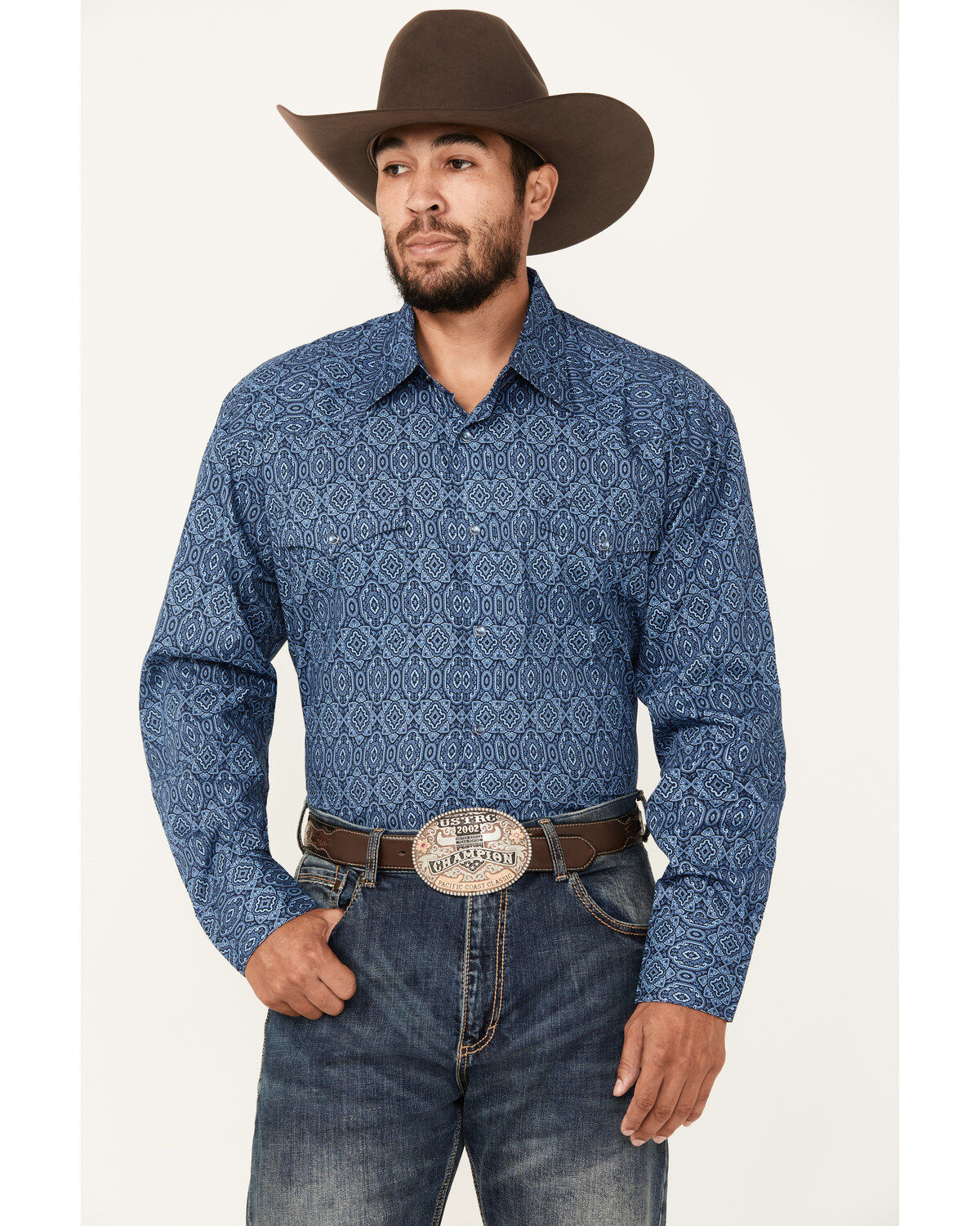 Roper Men's Amarillo Medallion Print Long Sleeve Pearl Snap Western Shirt