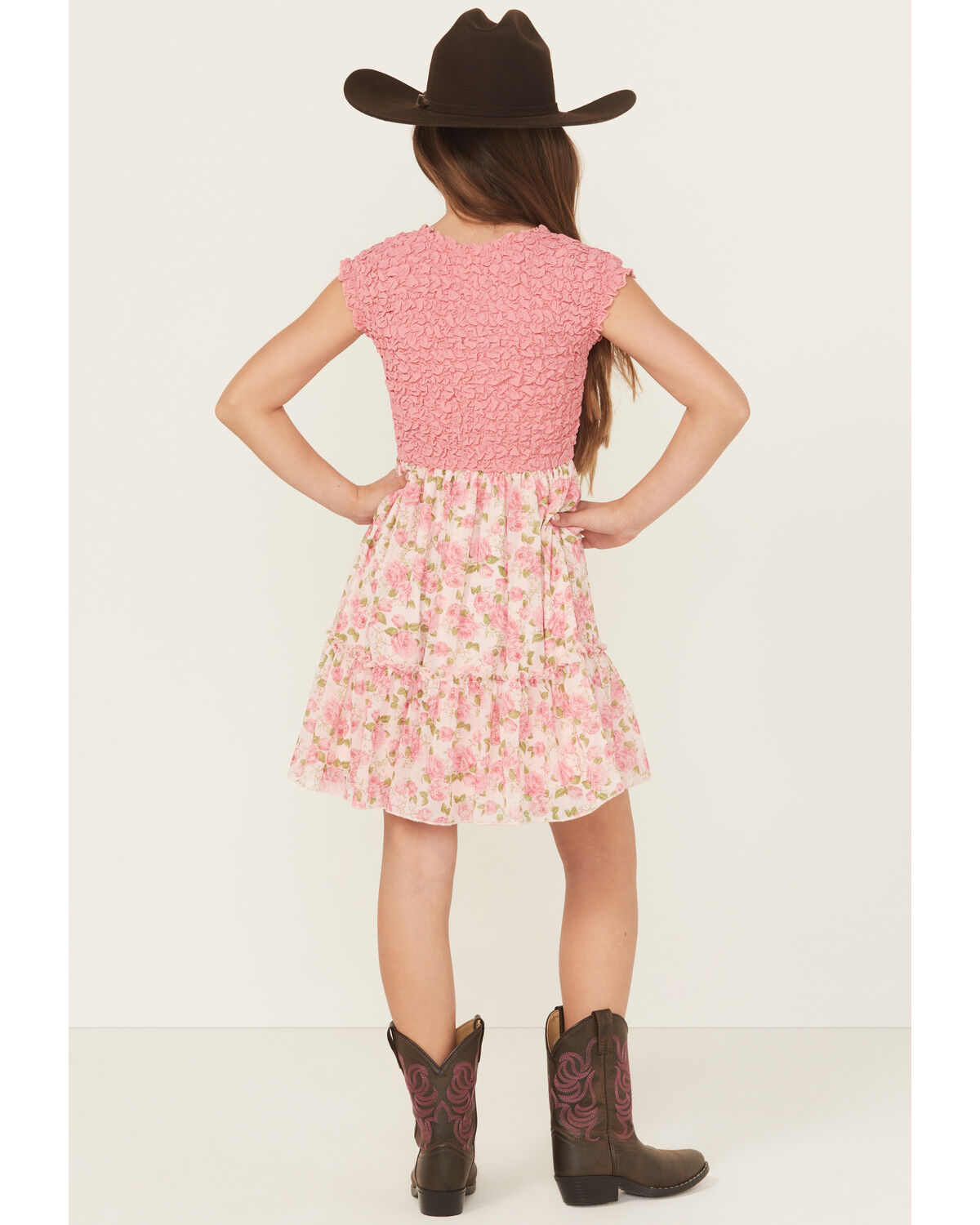 Sugar California Girls' Roses Sleeveless Ruffle Dress