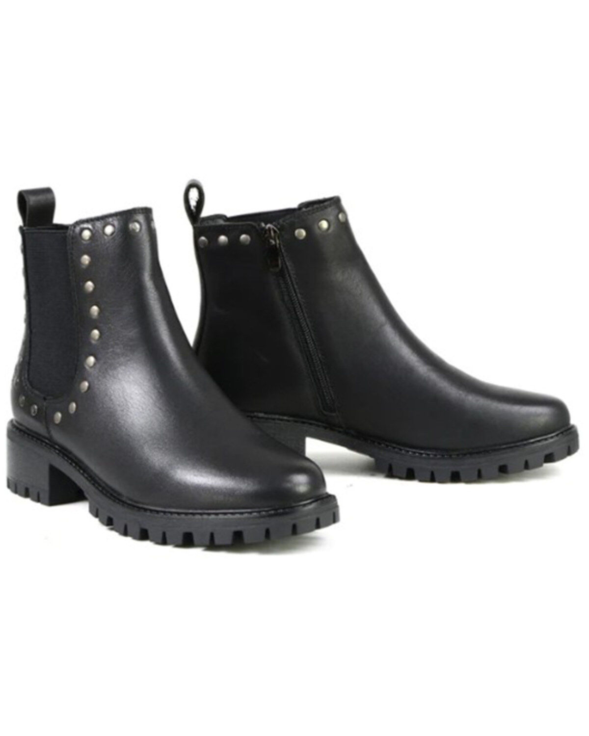 Milwaukee Leather Women's Studded Leather Ankle Booties - Round Toe