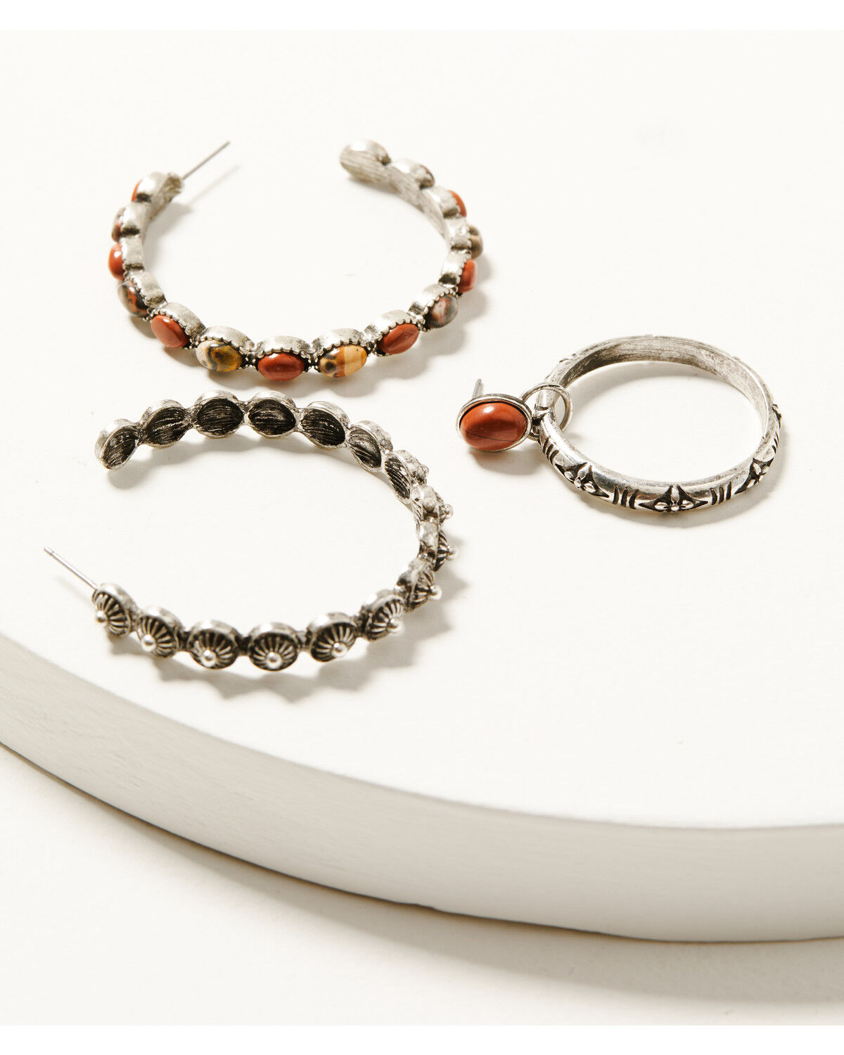 Shyanne Women's Desert Rose Antique Hoop Earrings Set - 3 Piece