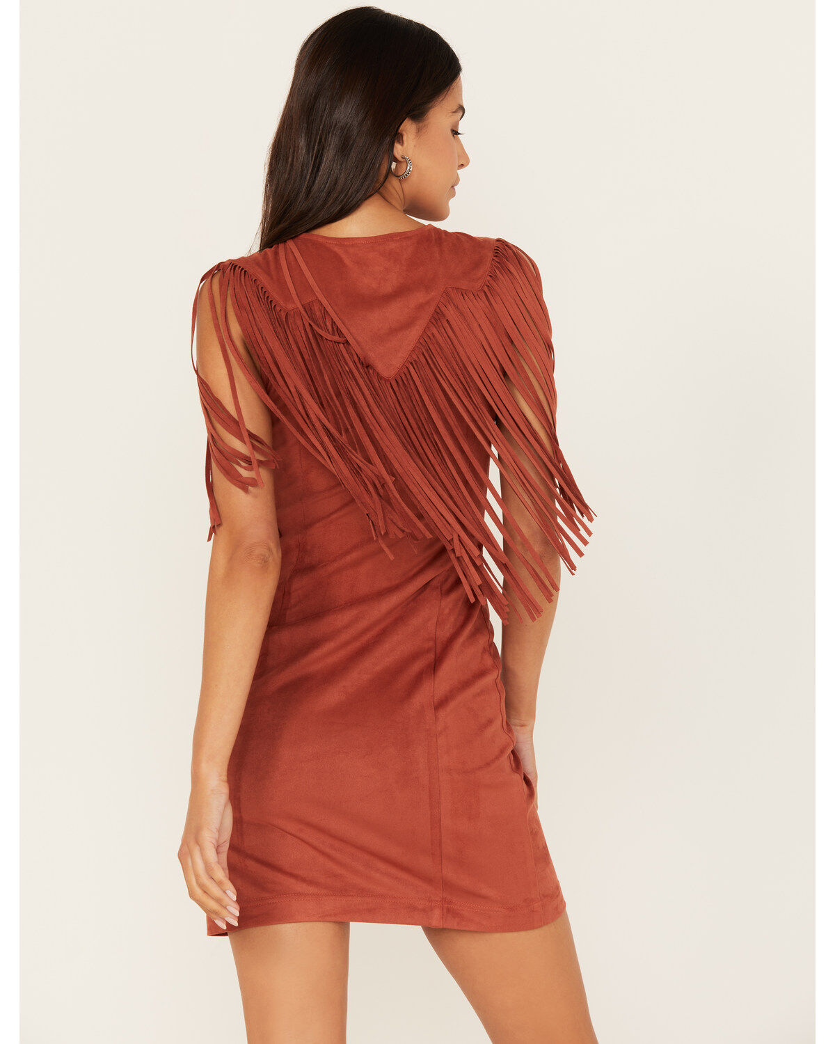 Idyllwind Women's Lady Bird Faux Suede Fringe Muscle Sleeve Mini Dress