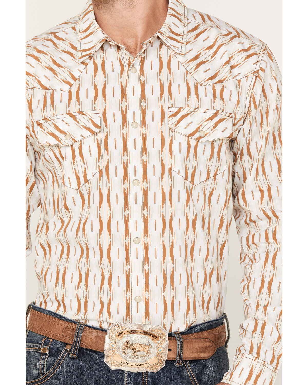 Gibson Men's Old Creek Geo Print Long Sleeve Pearl Snap Western Shirt