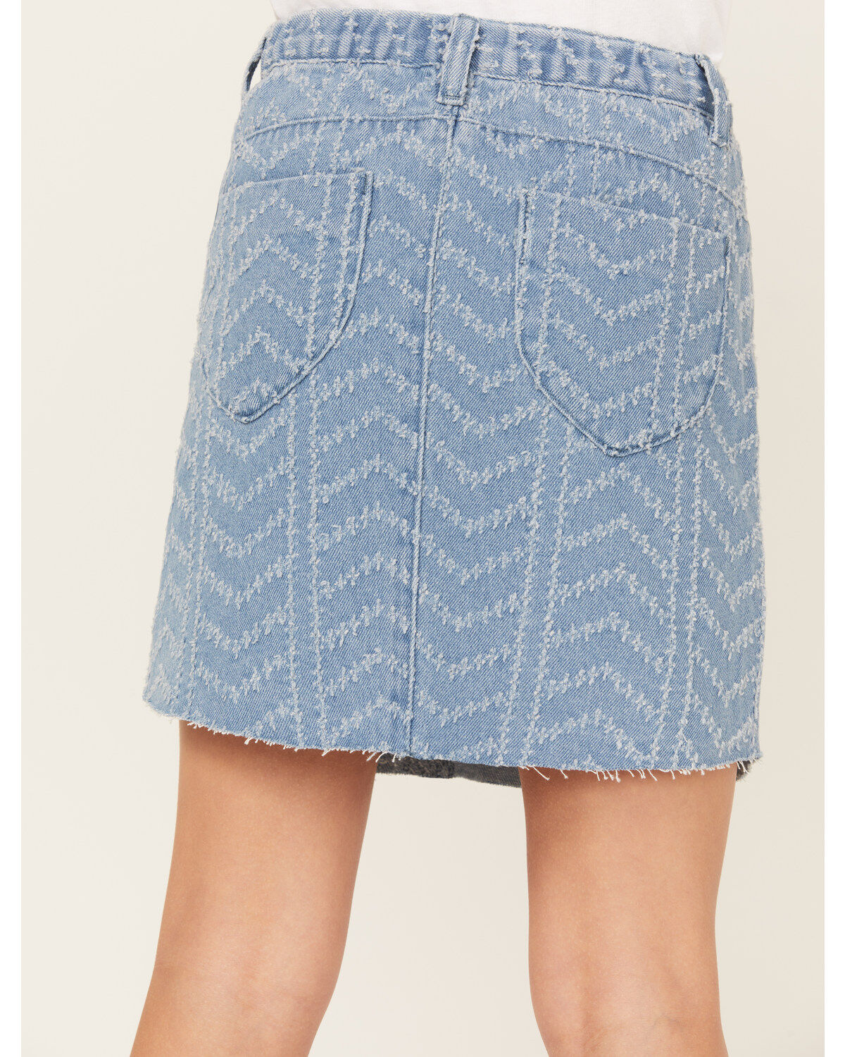 Hayden Girls' Herringbone Textured Denim Skirt