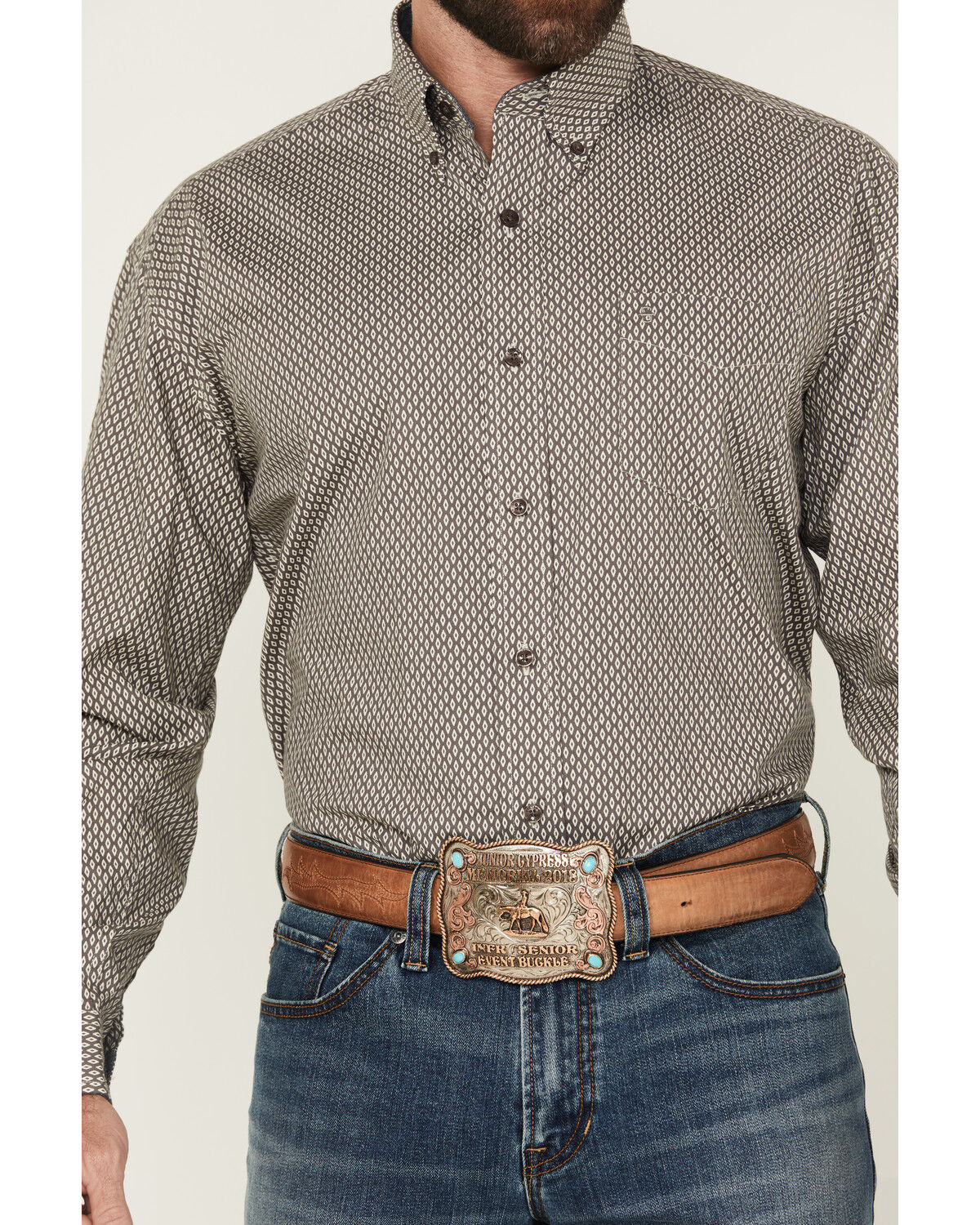 Stetson Men's Geo Print Long Sleeve Button-Down Western Shirt