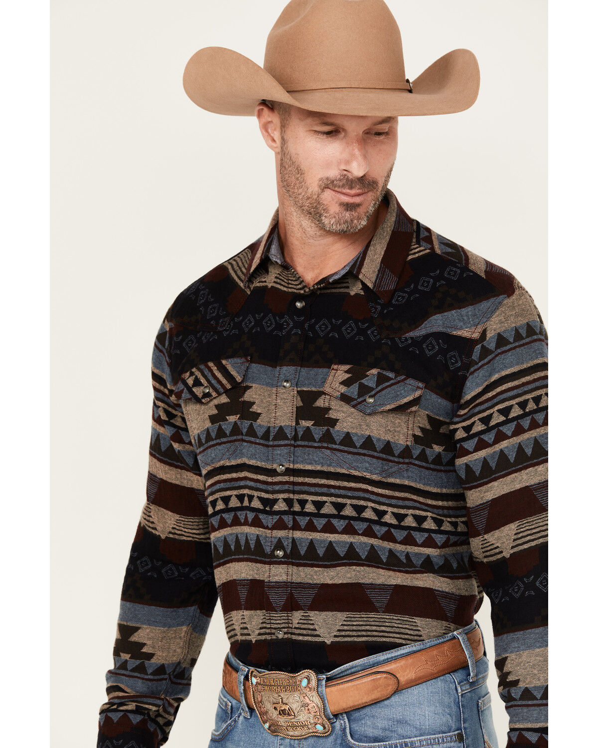 Cody James Men's Stagecoach Southwestern Print Long Sleeve Snap Western Shirt
