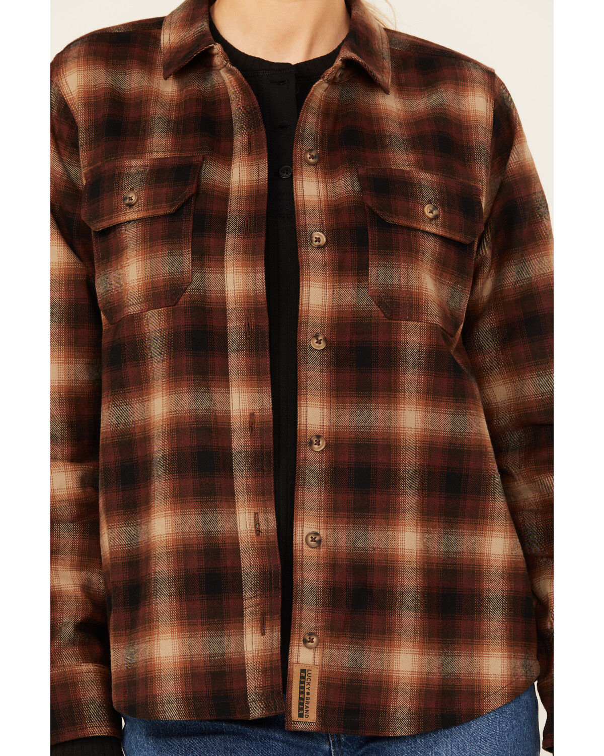 Lucky Brand Workwear Women's River Plaid Print Long Sleeve Button-Down Flannel Work Shirt