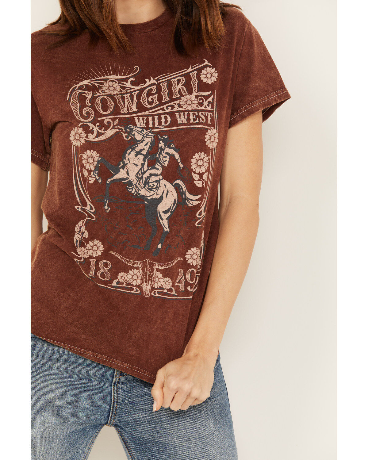 Youth in Revolt Women's Cowgirl Wild West Short Sleeve Graphic Tee