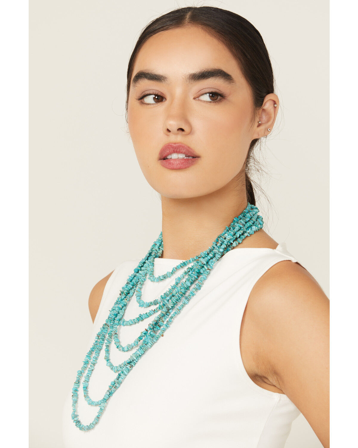 Paige Wallace Women's 7-Layer Turquoise Chip Bib Necklace