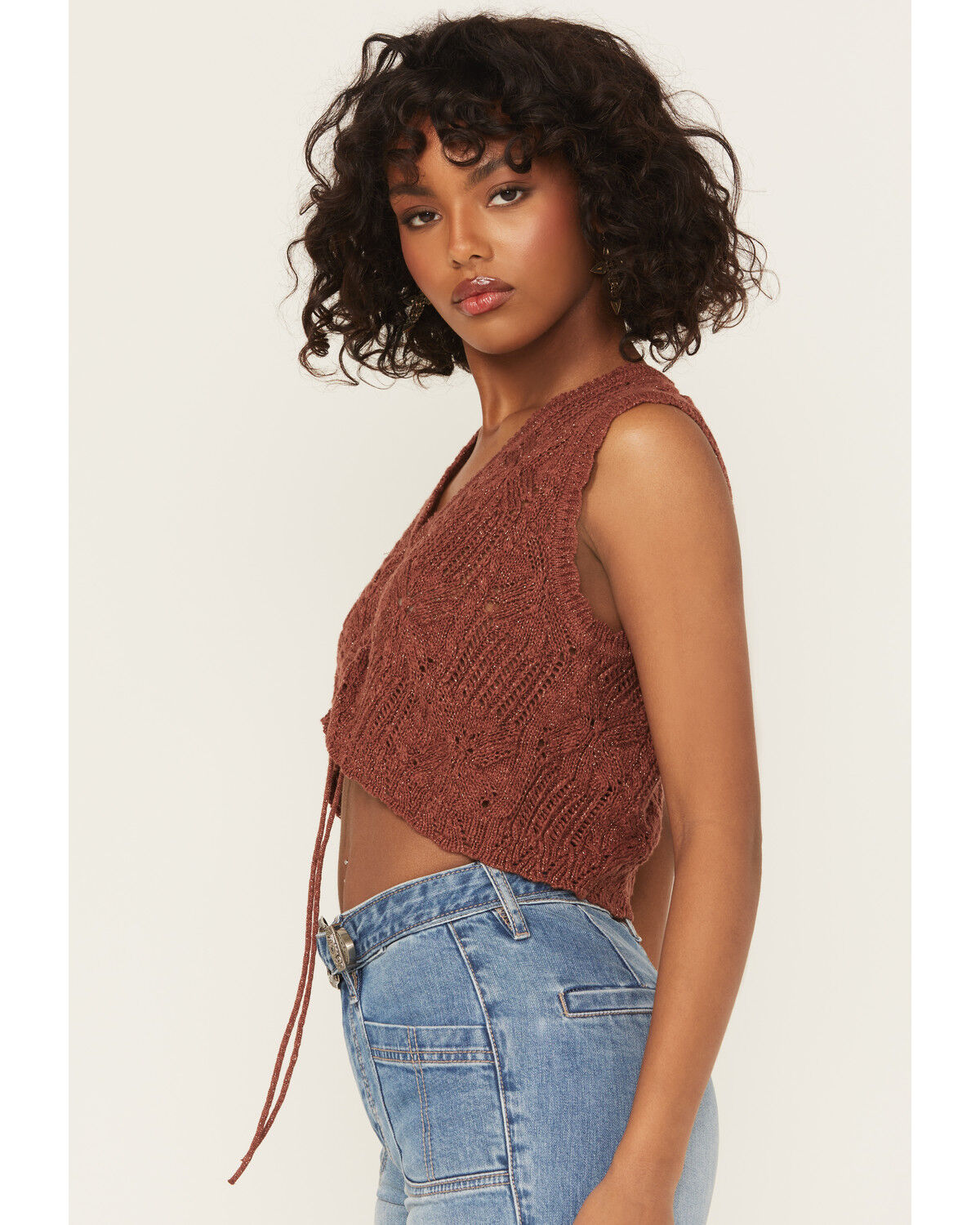 Shyanne Women's Metallic Cinch-Front Sweater Tank