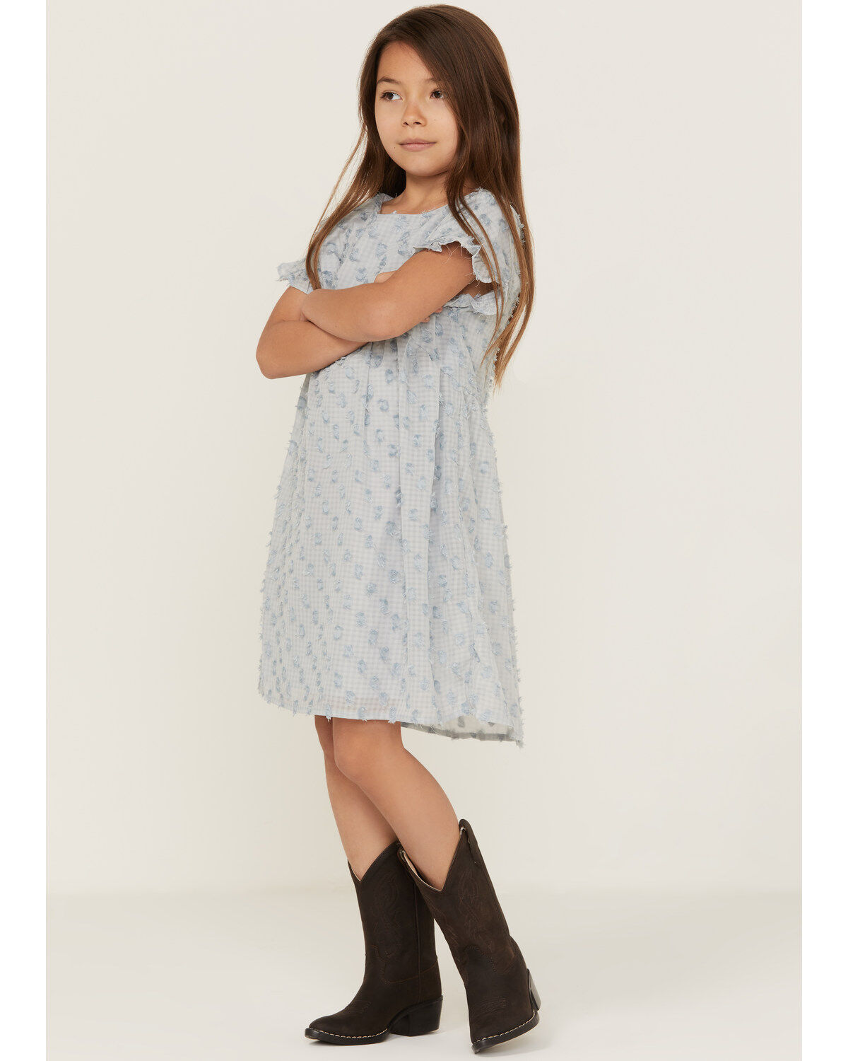 Hayden Girls' Ruffle Sleeve Swiss Dot Tunic Mini Dress
