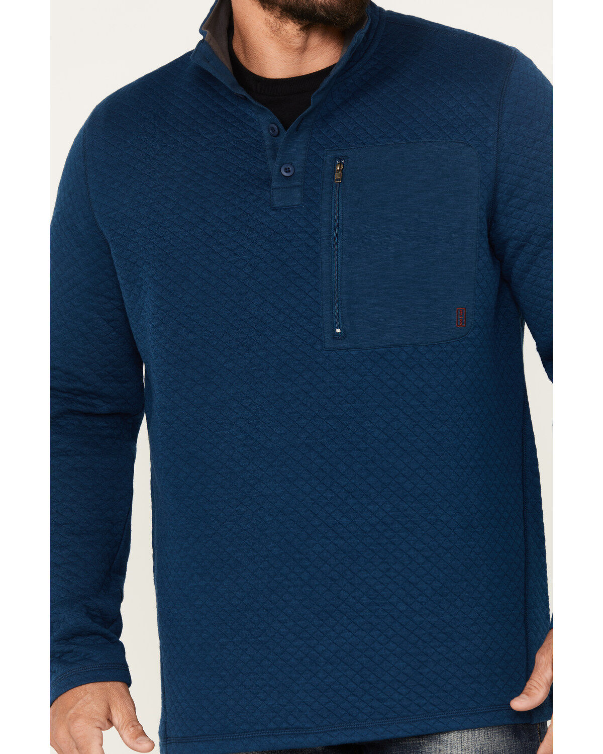 Brothers and Sons Men's Quilted Button Mock Pullover