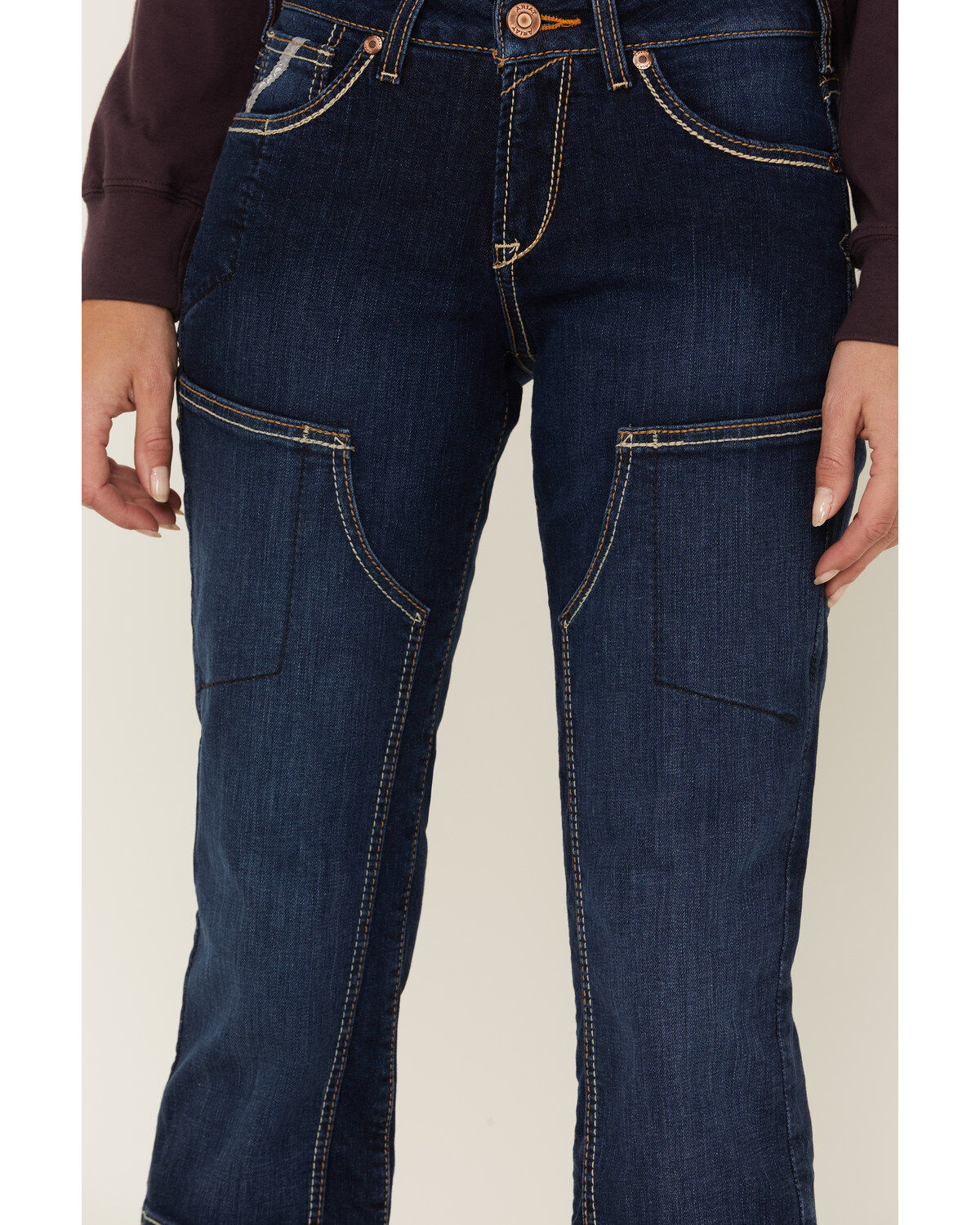 Ariat Women's Rebar Camden Medium Wash Flex Riveter Double Front Slim Leg Work Jeans