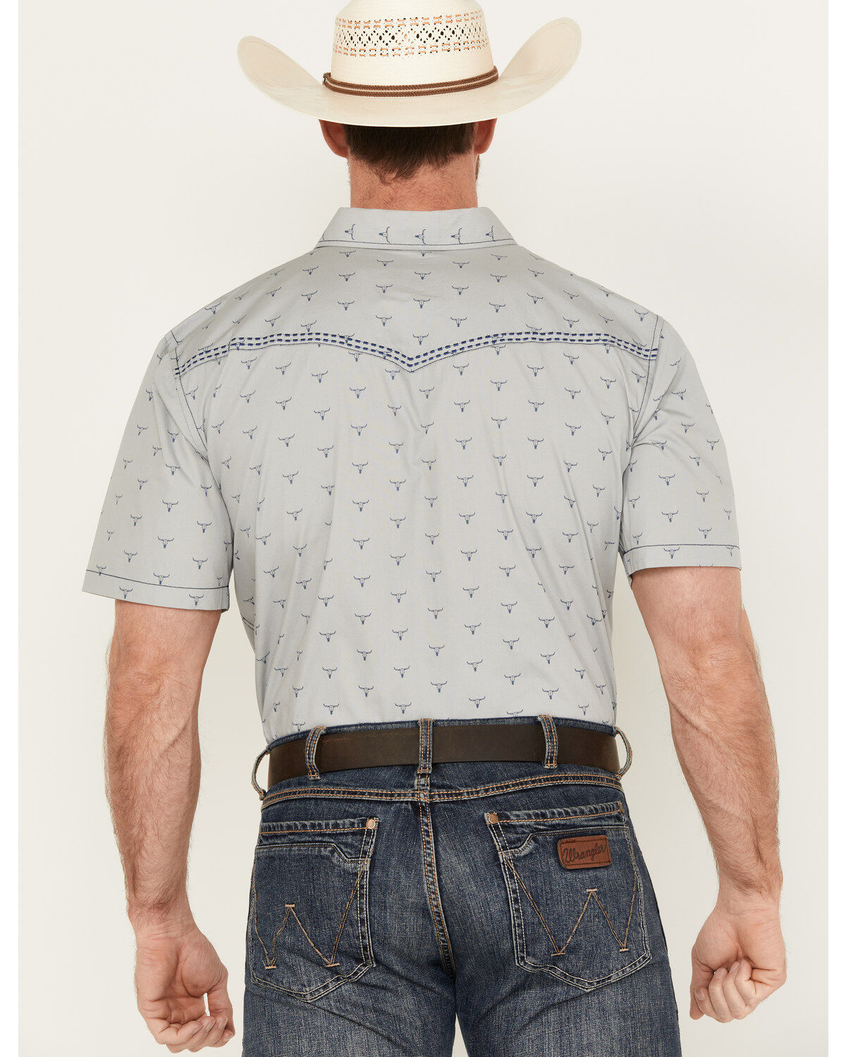 Cowboy Hardware Men's All Over Skull Short Sleeve Western Snap Shirt