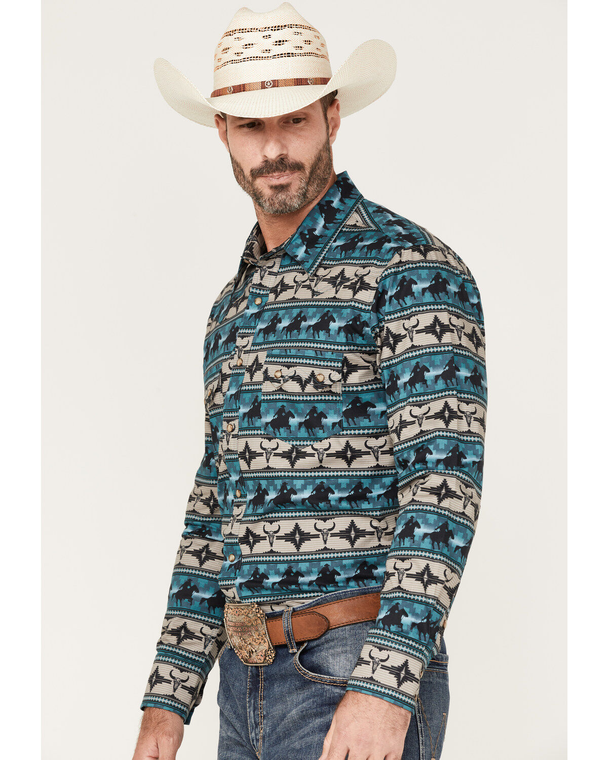 Rock & Roll Denim Men's Dale Brisby Southwestern Print Long Sleeve Snap Western Shirt