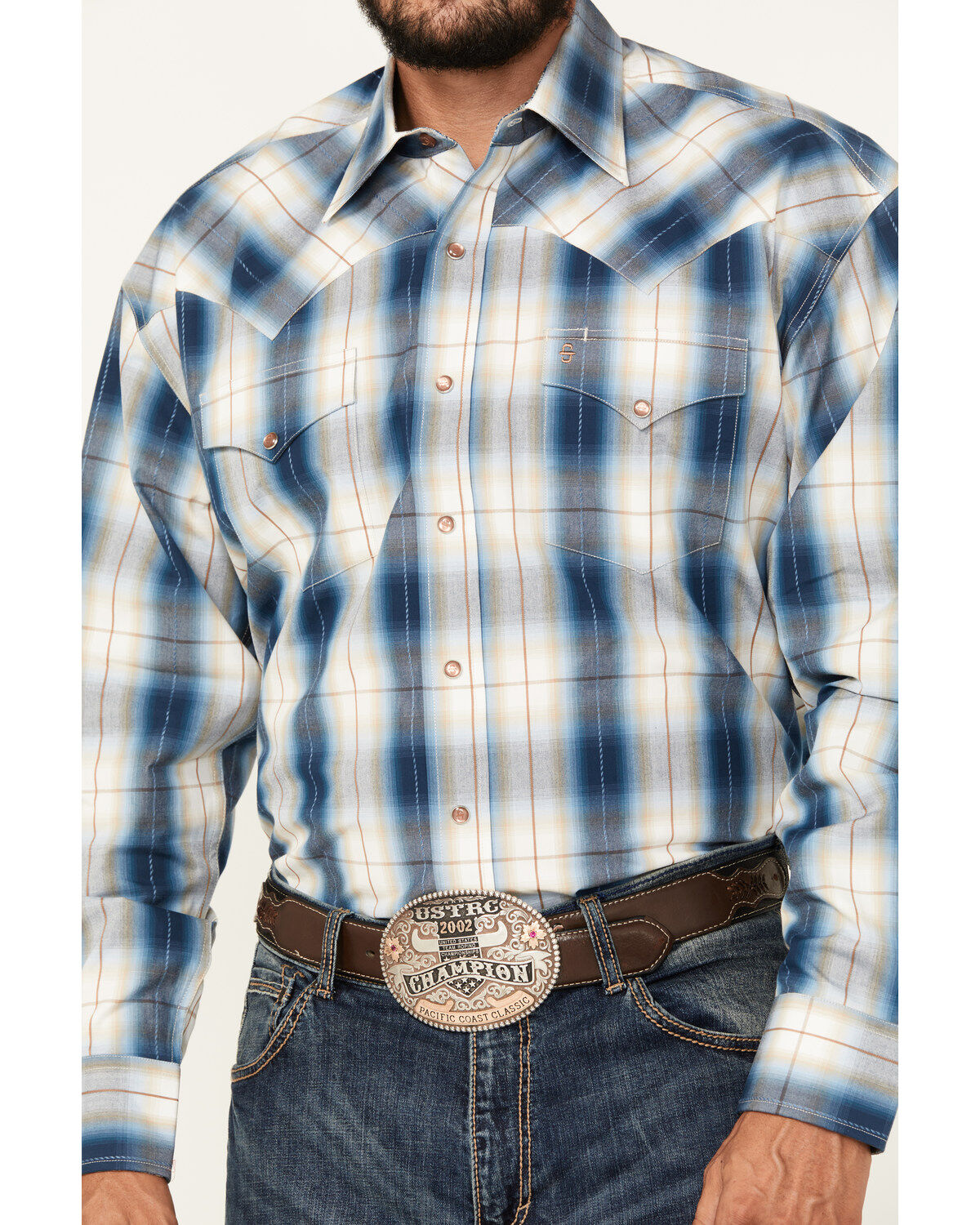 Stetson Men's Plaid Print Long Sleeve Snap Western Shirt