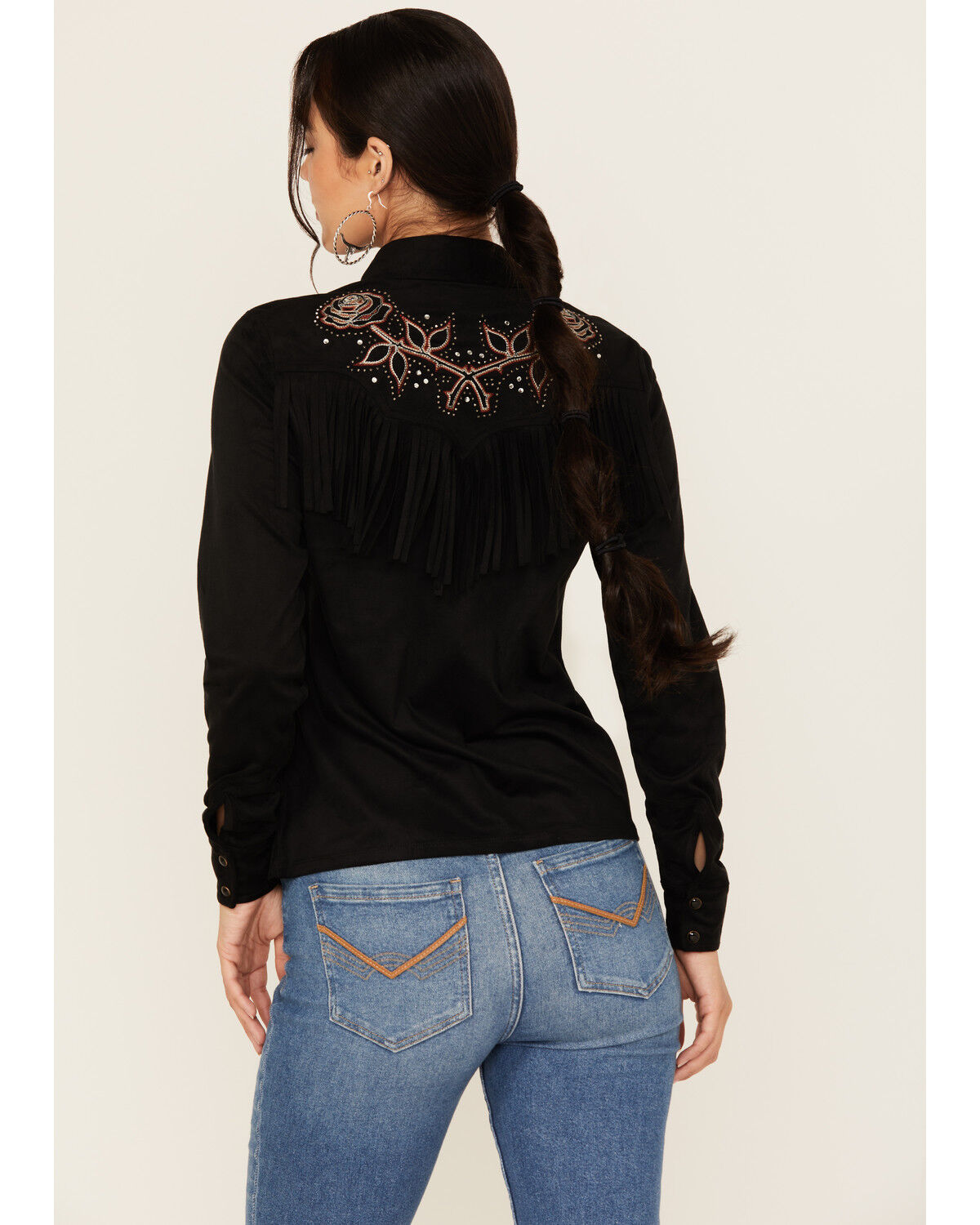 Idyllwind Women's Embroidered Faux Suede Long Sleeve Snap Western Shirt