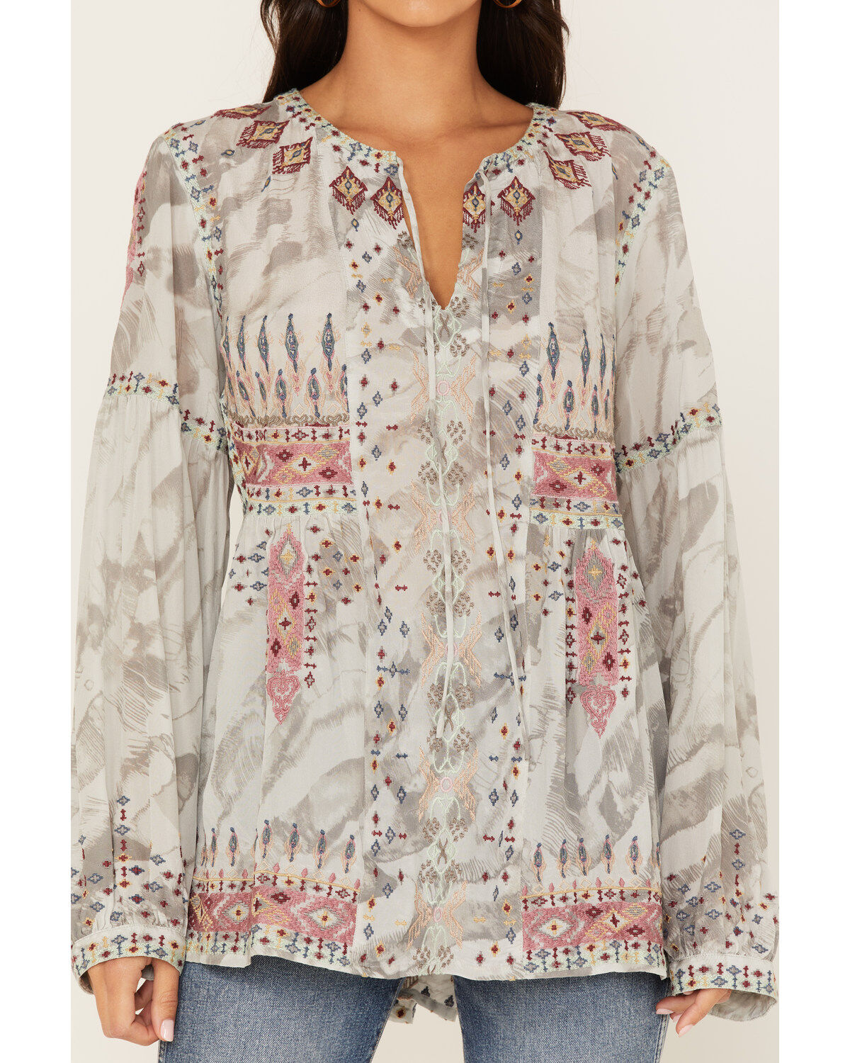 Johnny Was Women's Deliza Embroidered Silk Blouse