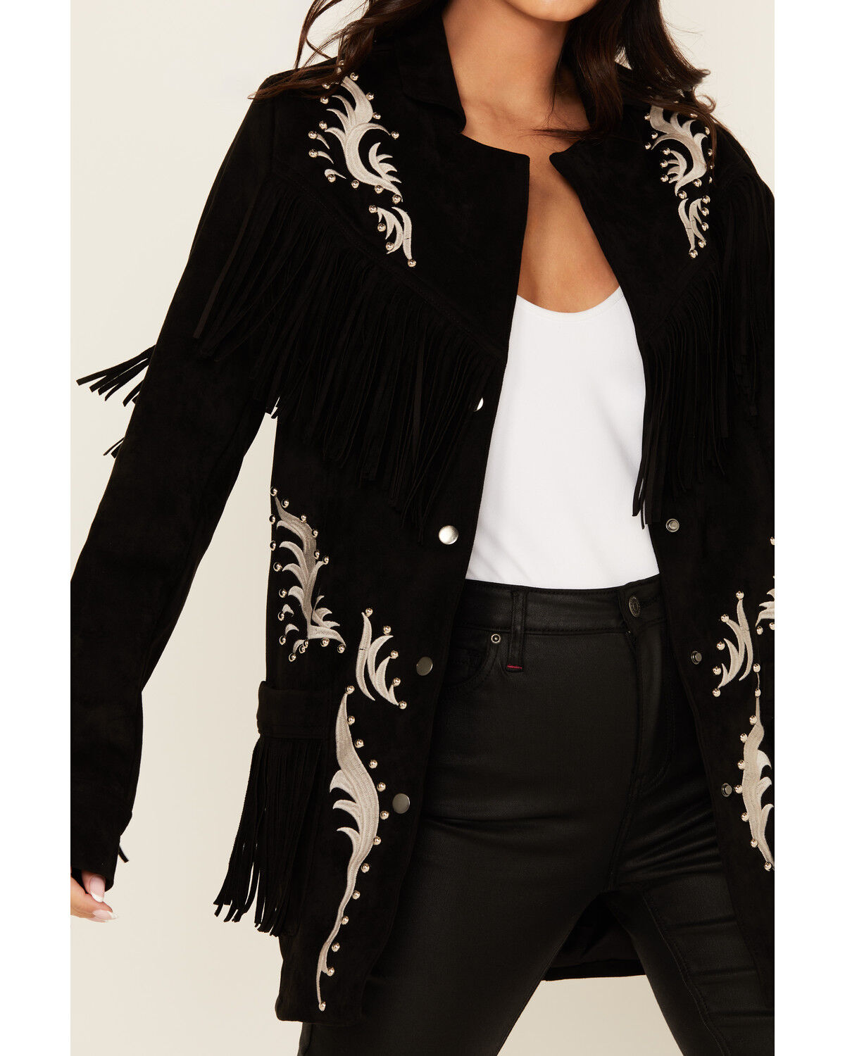 Rock & Roll Denim Women's Faux Suede Fringe Blazer