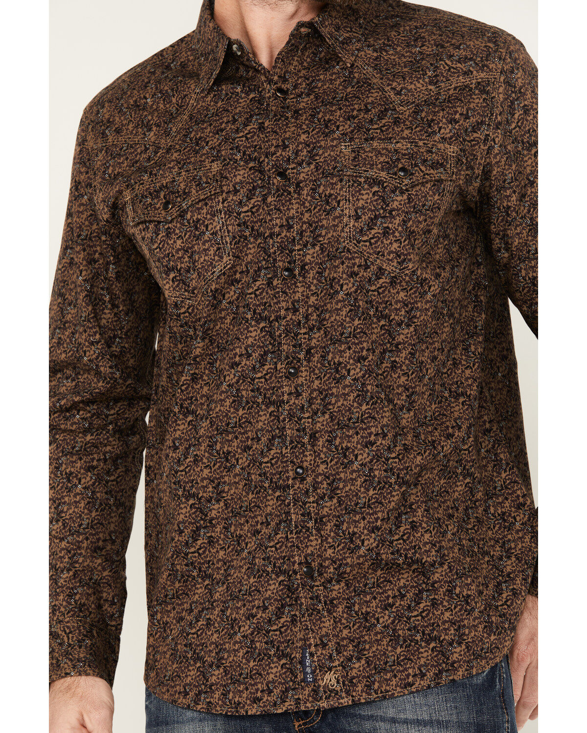 Moonshine Spirit Men's Meadow Floral Print Long Sleeve Snap Western Shirt