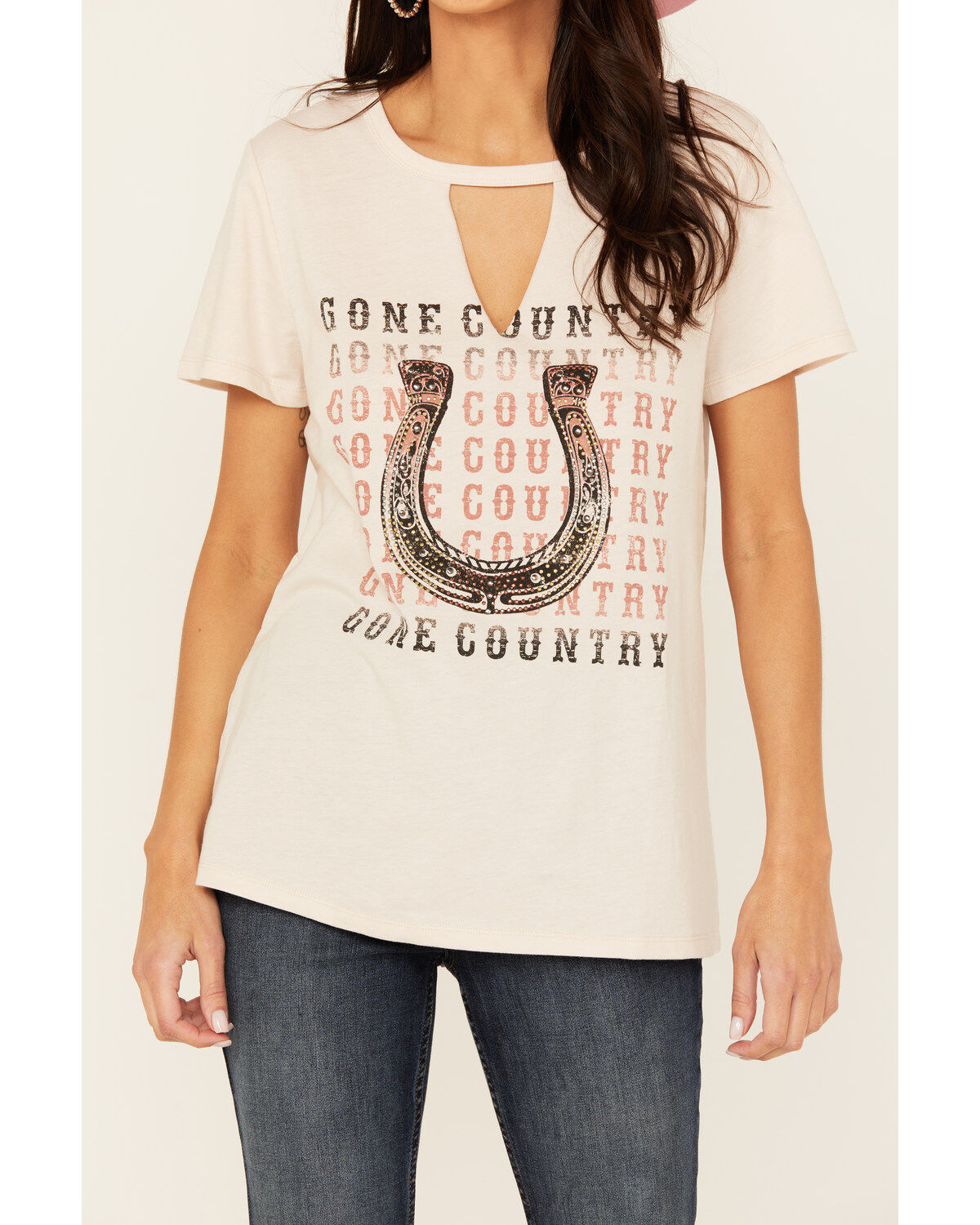 Blended Women's Gone Country Rhinestone Short Sleeve Graphic Tee