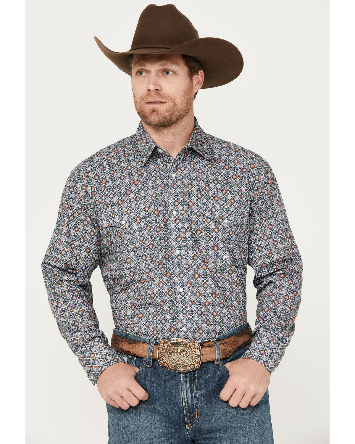 Roper Men's Amarillo Medallion Long Sleeve Western Snap Shirt